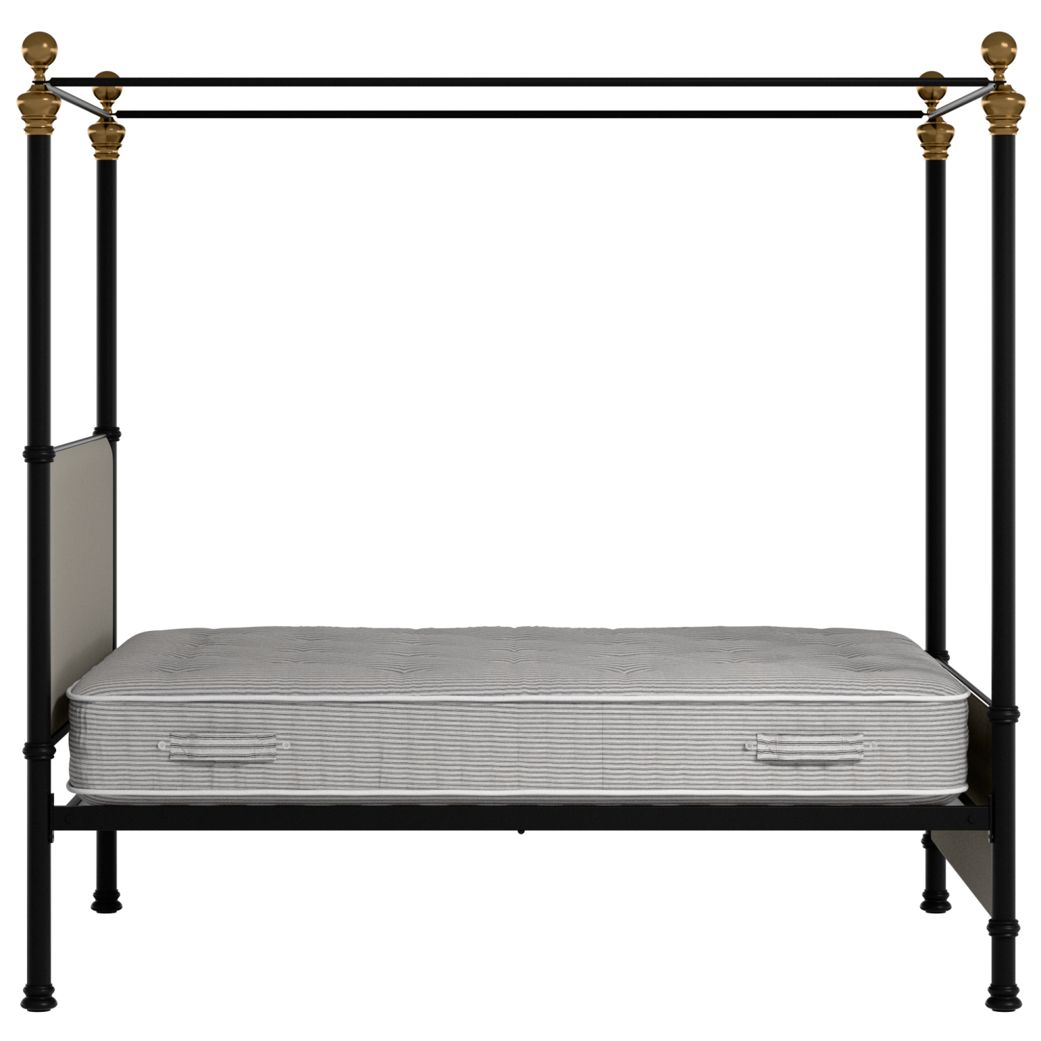 Riviere iron/metal upholstered bed in black with Silver fabric