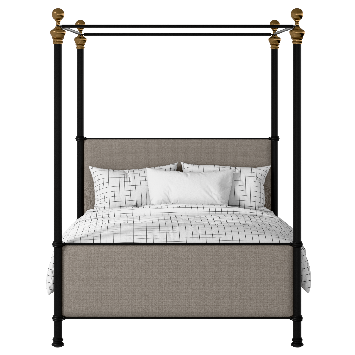 Riviere iron/metal upholstered bed in black with storm grey fabric