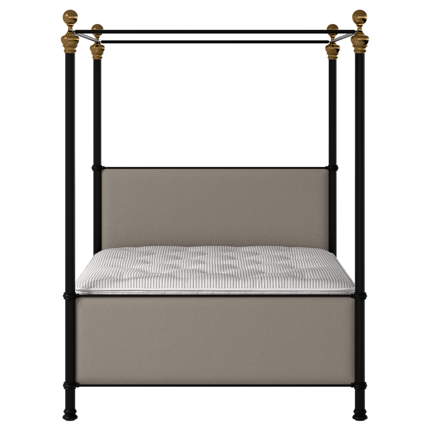 Riviere iron/metal upholstered bed in black with storm grey fabric