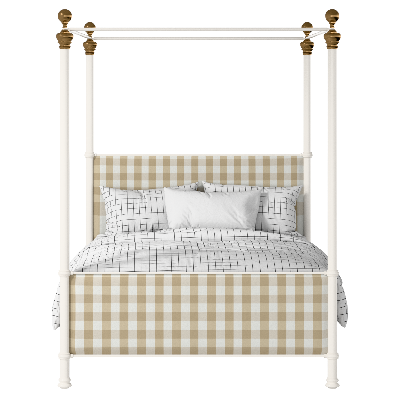 Riviere iron/metal upholstered bed in ivory with grey fabric
