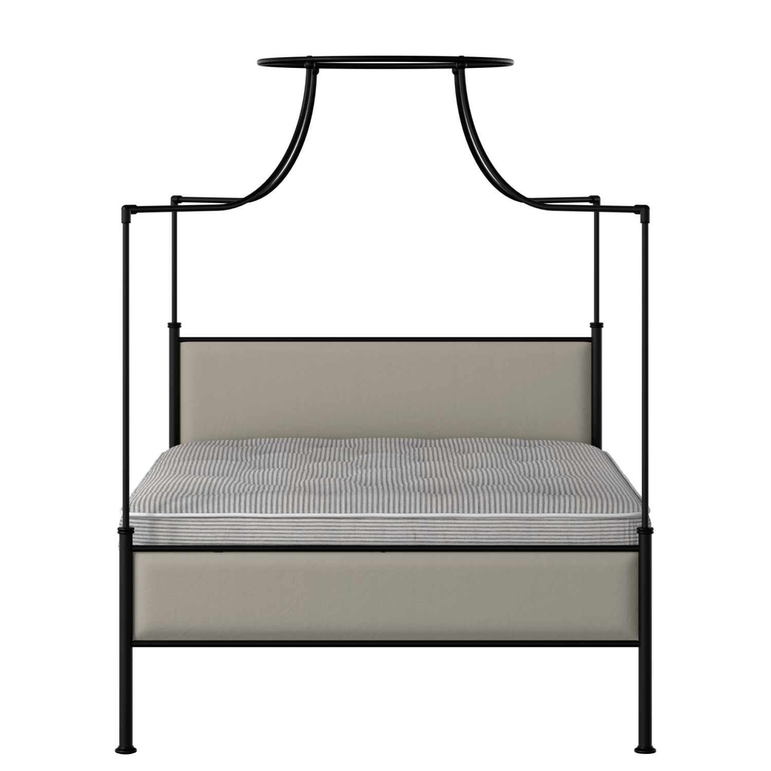 Waterloo Slim iron/metal upholstered bed in black with Silver fabric