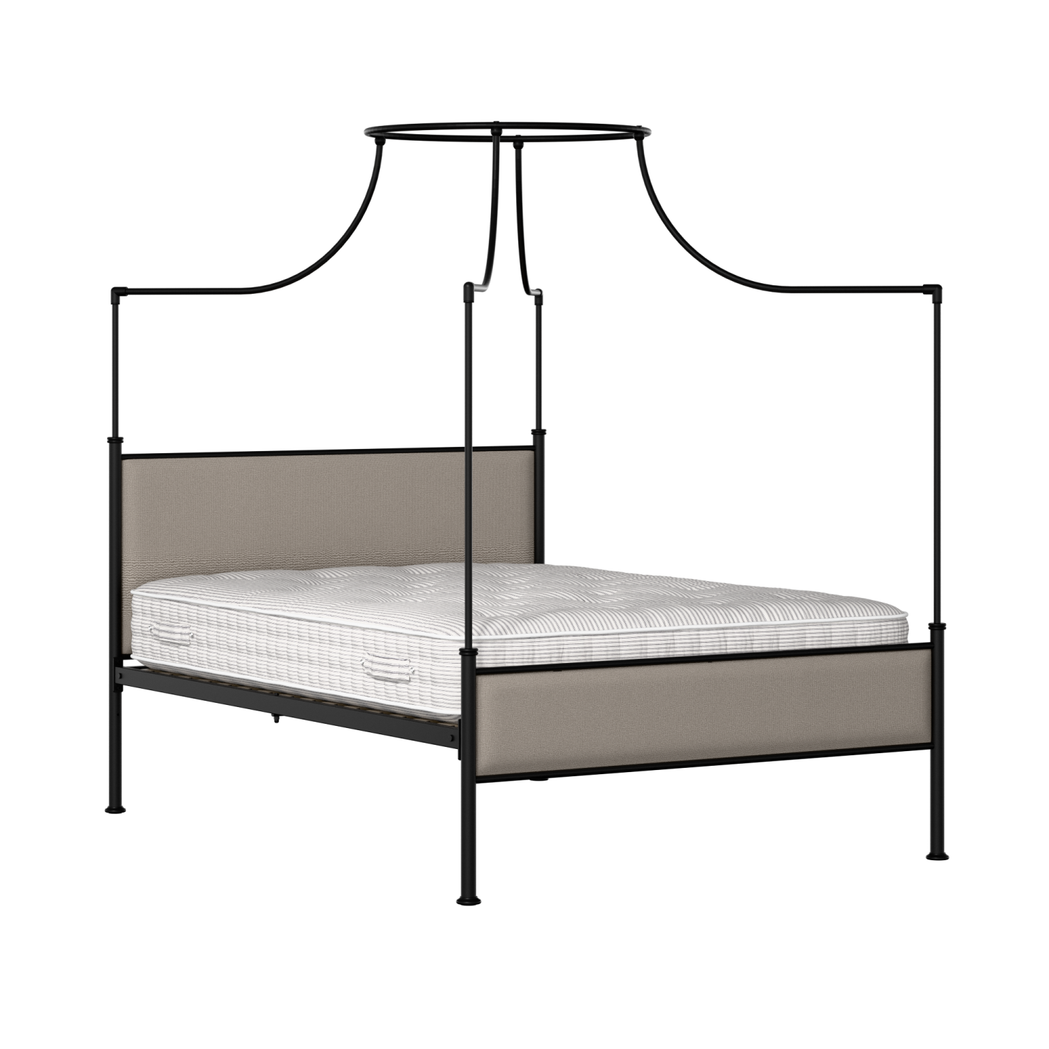 Waterloo Slim iron/metal upholstered bed in black with storm grey fabric
