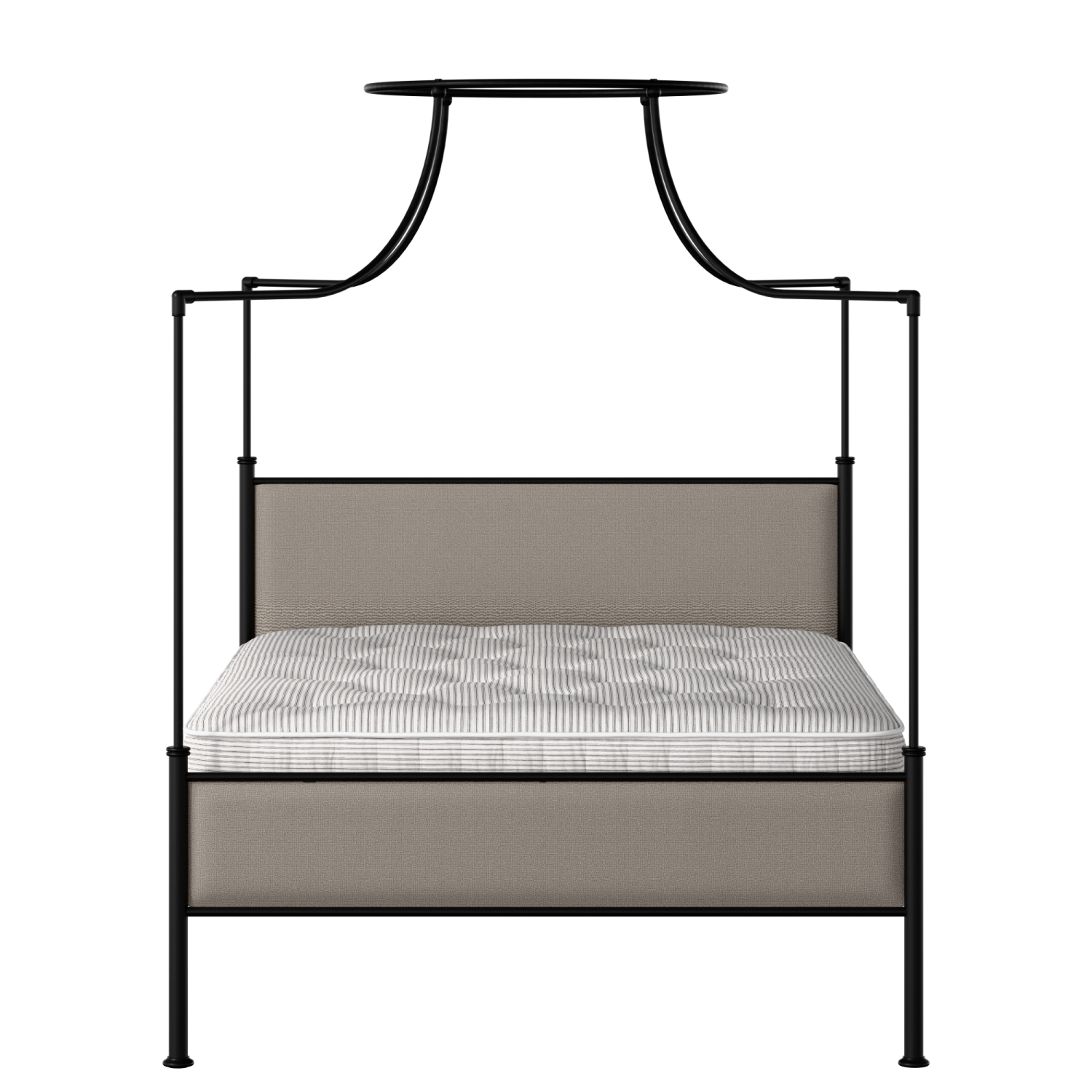 Waterloo Slim iron/metal upholstered bed in black with storm grey fabric