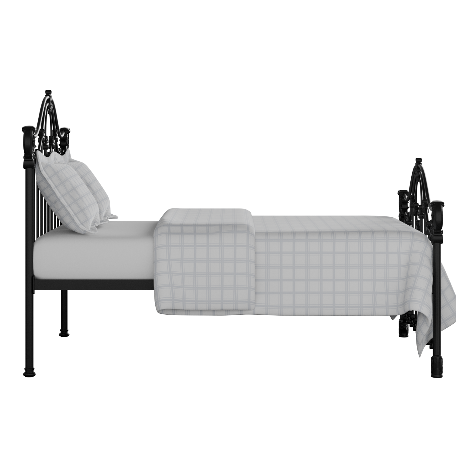 Alva iron/metal bed in black with Juno mattress