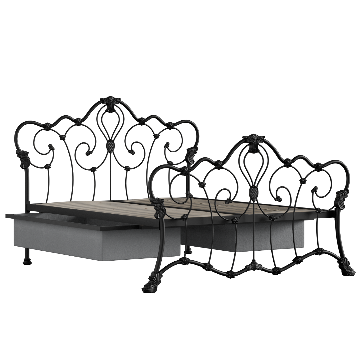 Athalone ijzeren bed in zwart met lades