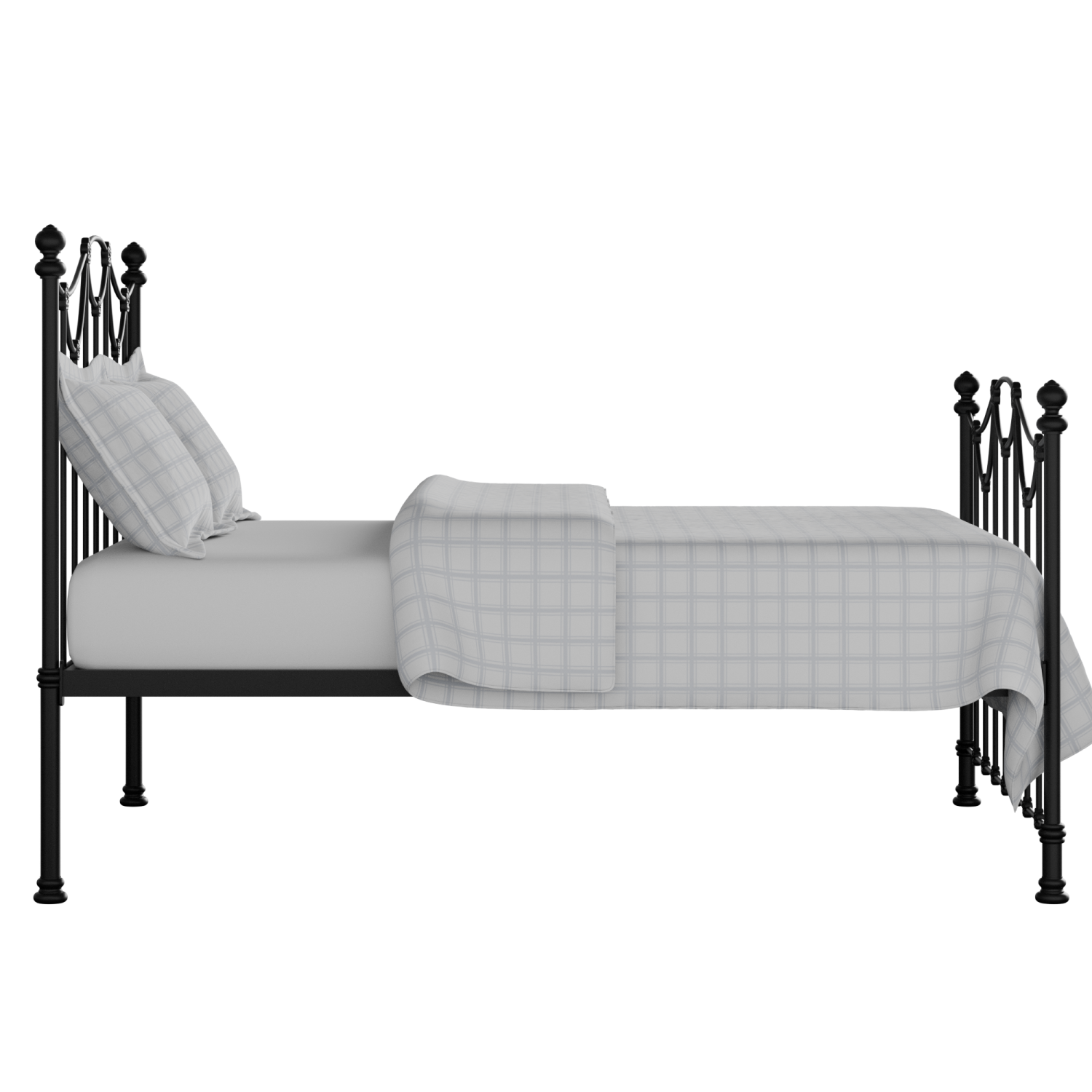 Carie iron/metal bed in black with Juno mattress
