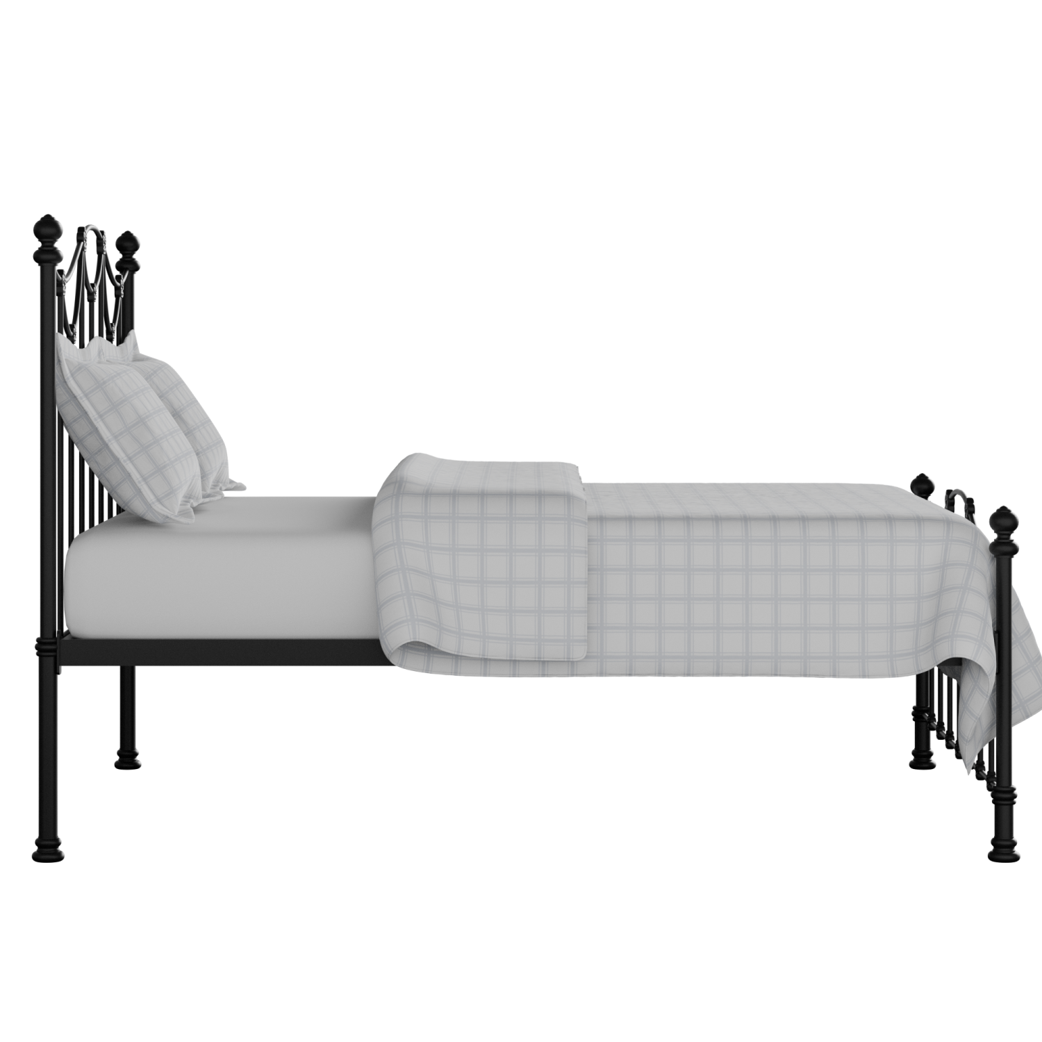 Carie Low Footend iron/metal bed in black with Juno mattress