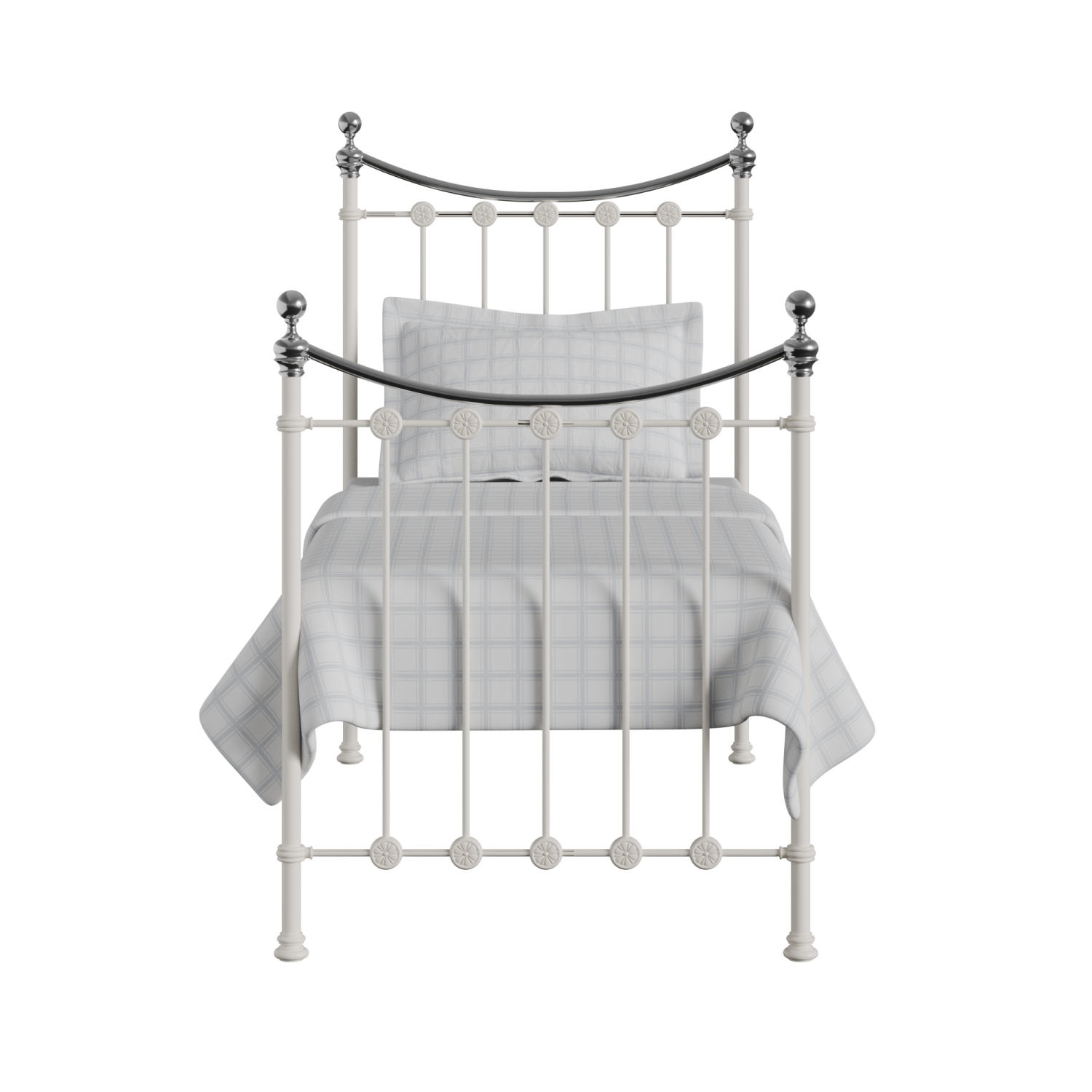 Carrick Chromo iron/metal single bed in ivory