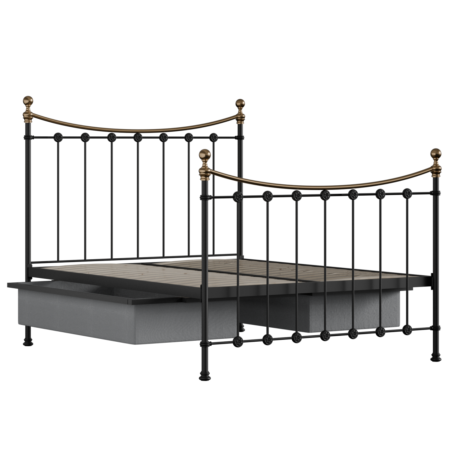 Carrick cama de metal en negro con cajones