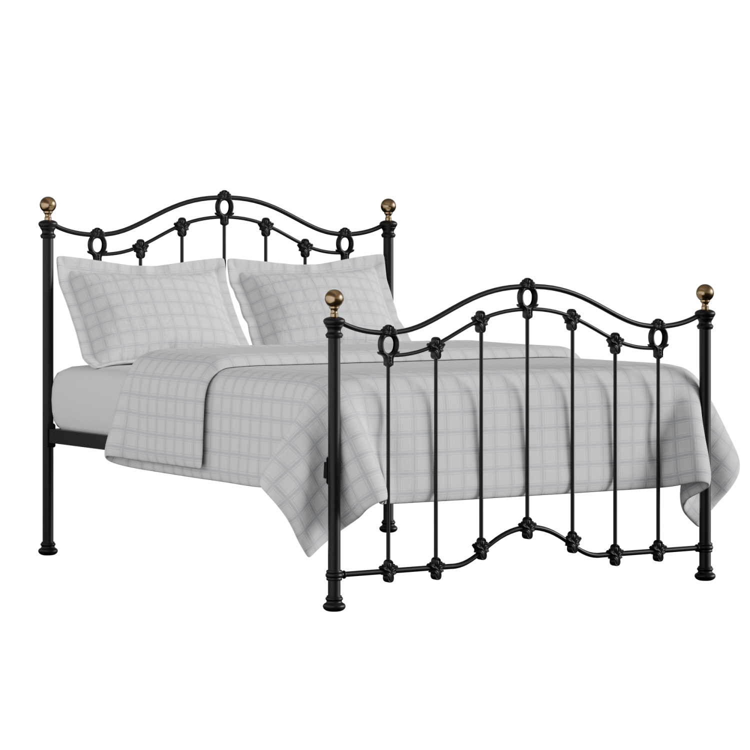Clarina iron/metal bed in black with Juno mattress