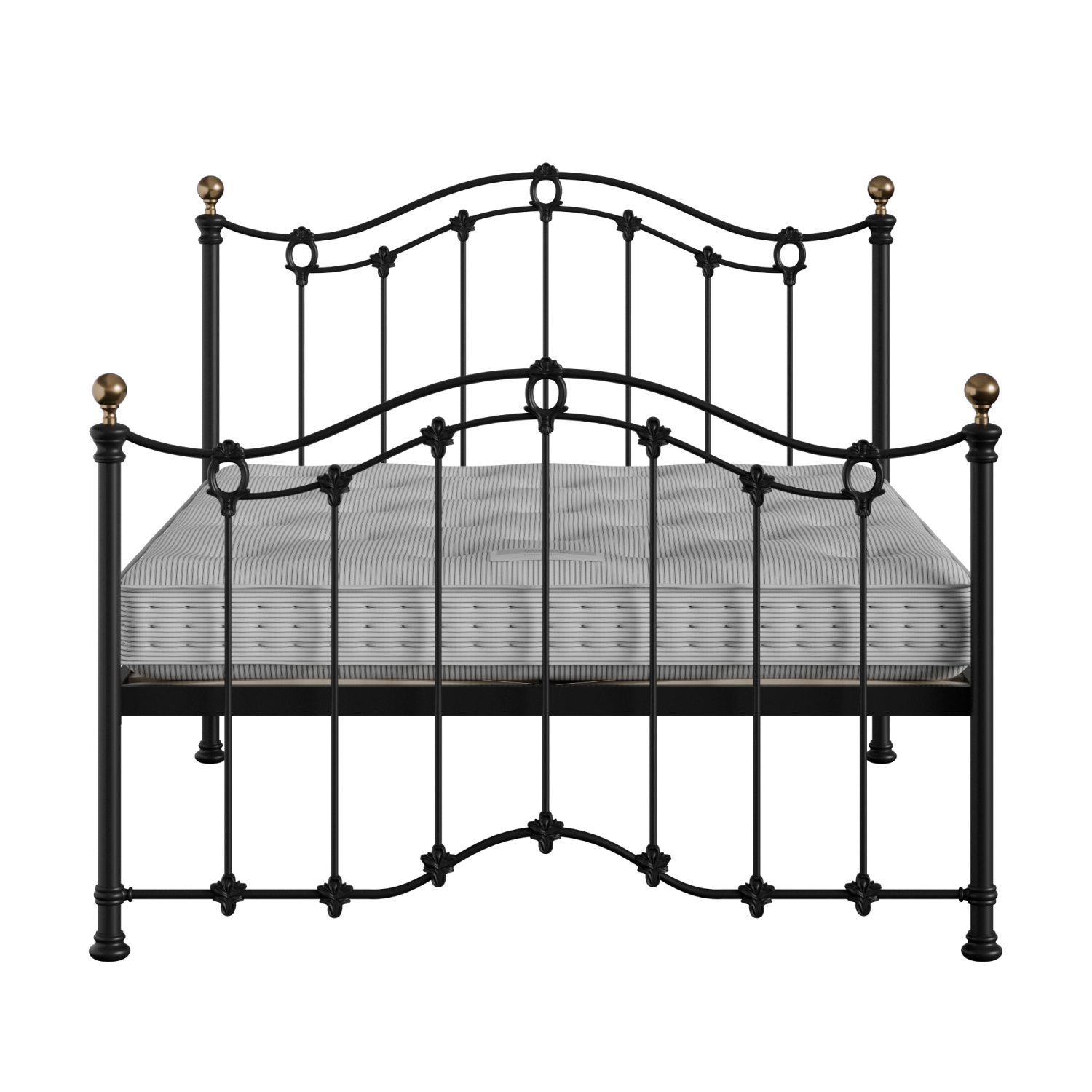 Clarina iron/metal bed in black with Juno mattress
