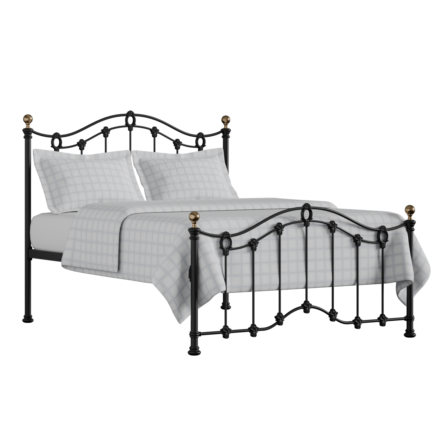 Clarina Low Footend iron/metal bed in black with Juno mattress