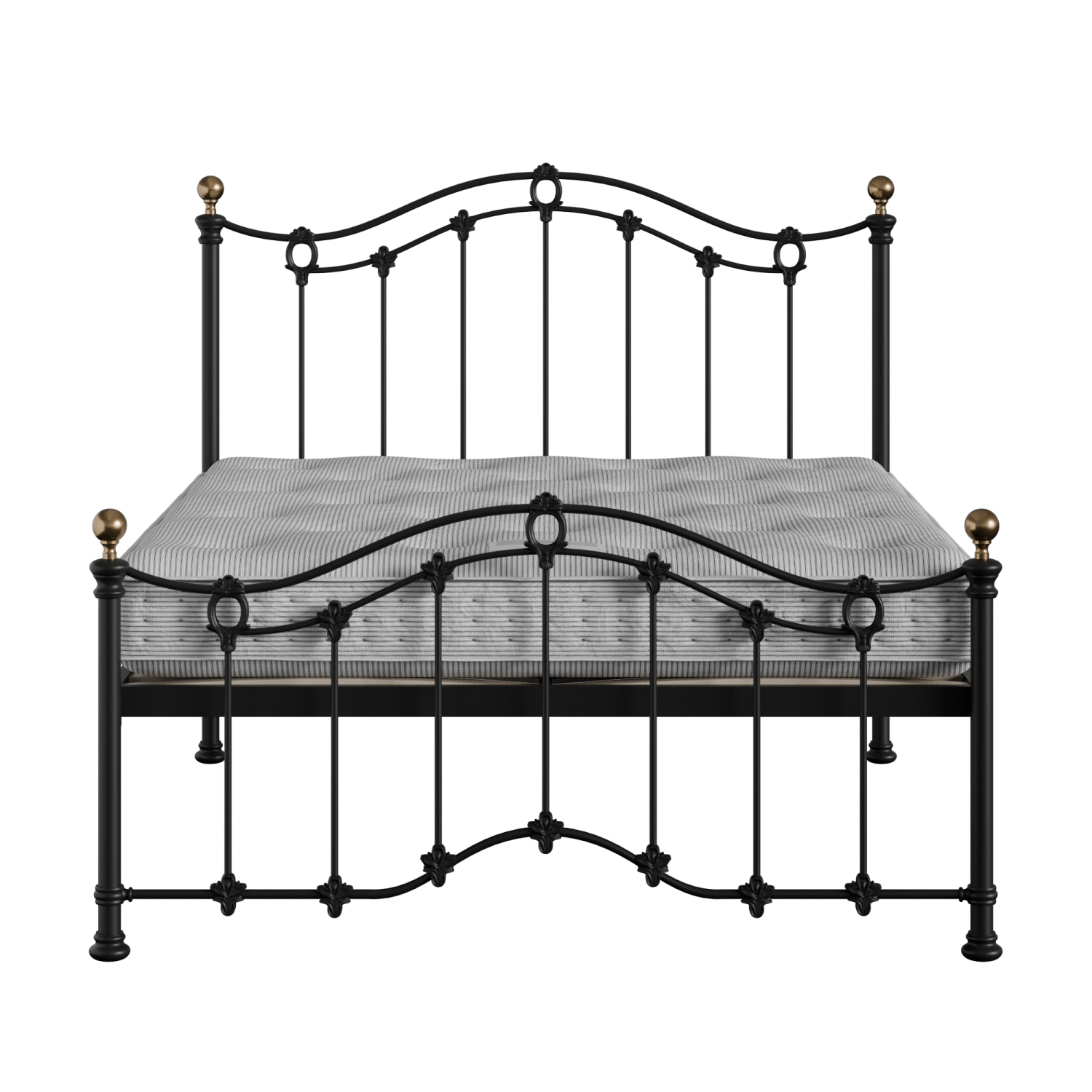 Clarina Low Footend iron/metal bed in black with Juno mattress