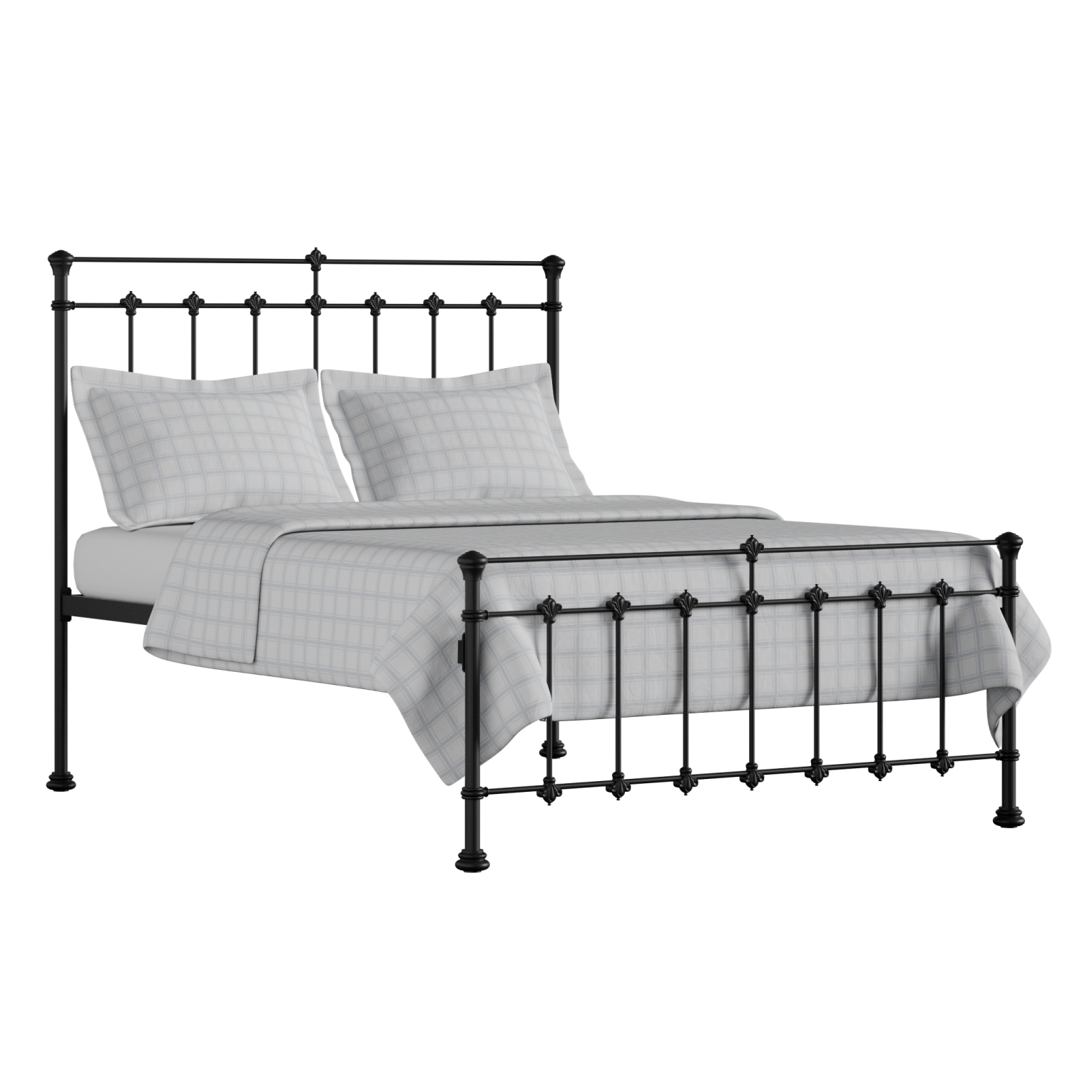 Edwardian ijzeren bed in zwart met matras