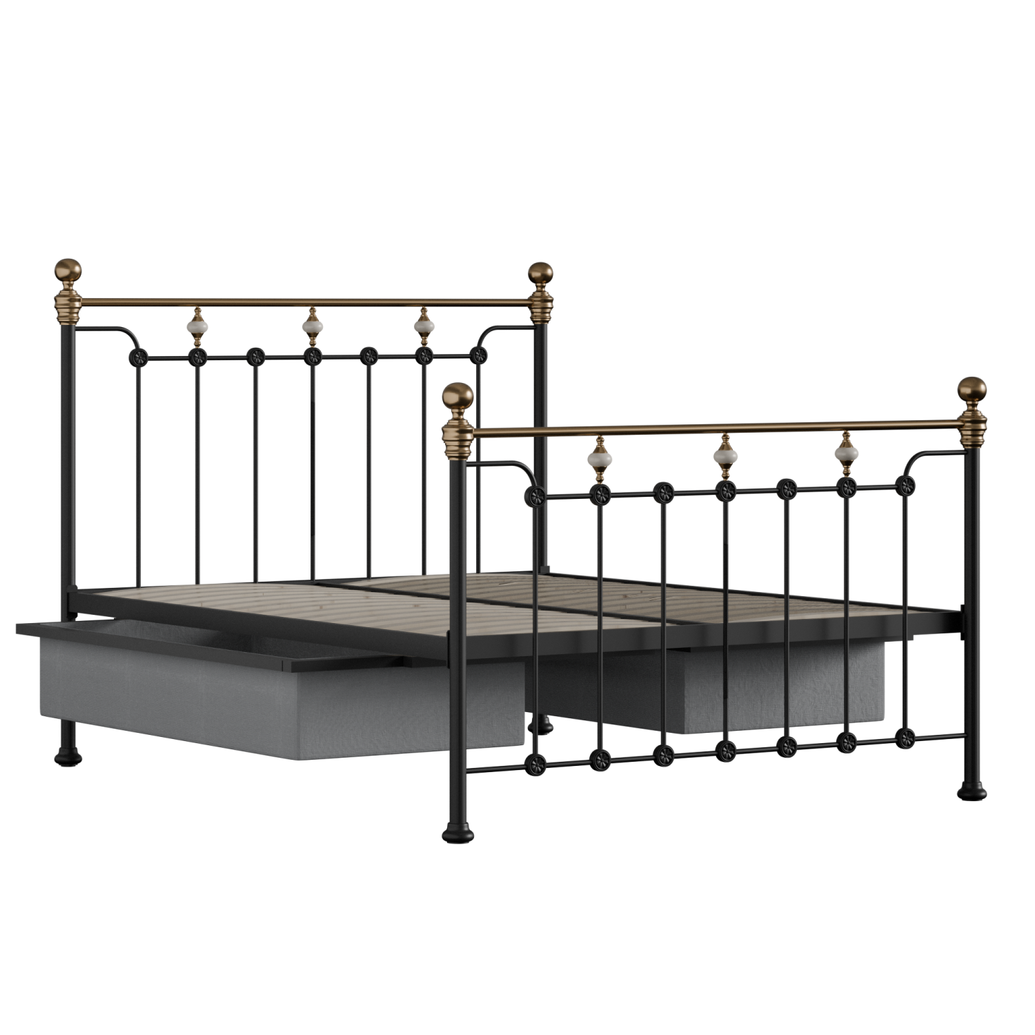 Glenholm iron/metal bed in black with drawers