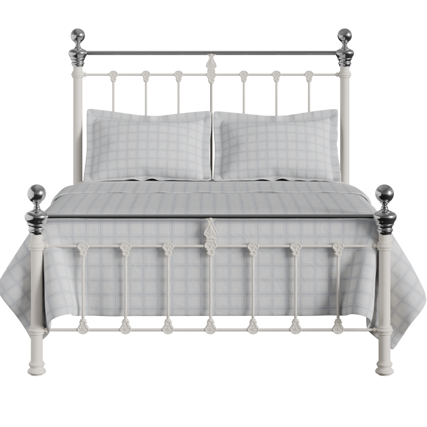 Hamilton Chromo Low Footend Metallbett in Elfenbein