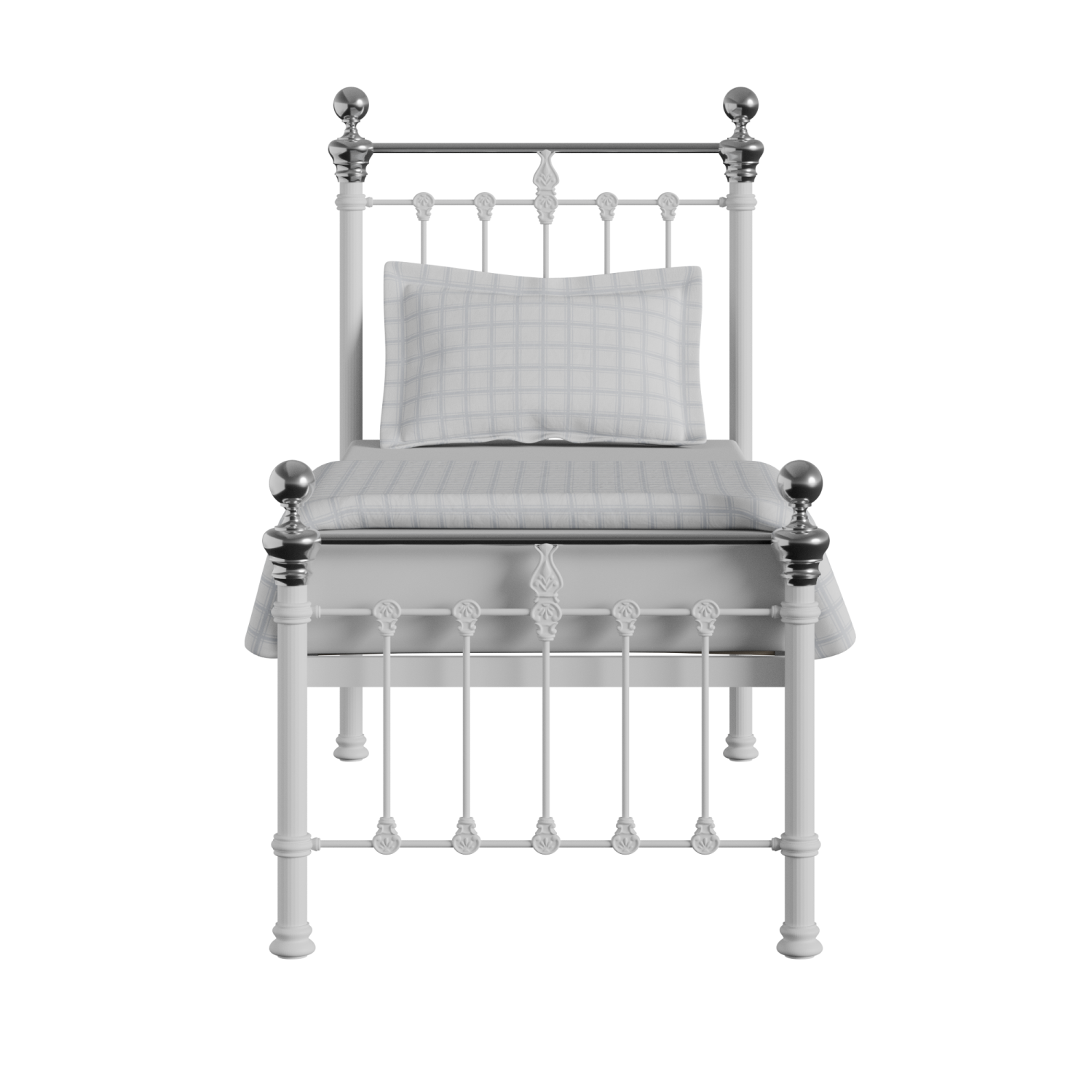 Hamilton Chromo Low Footend Metall Einzelbett in Weiß