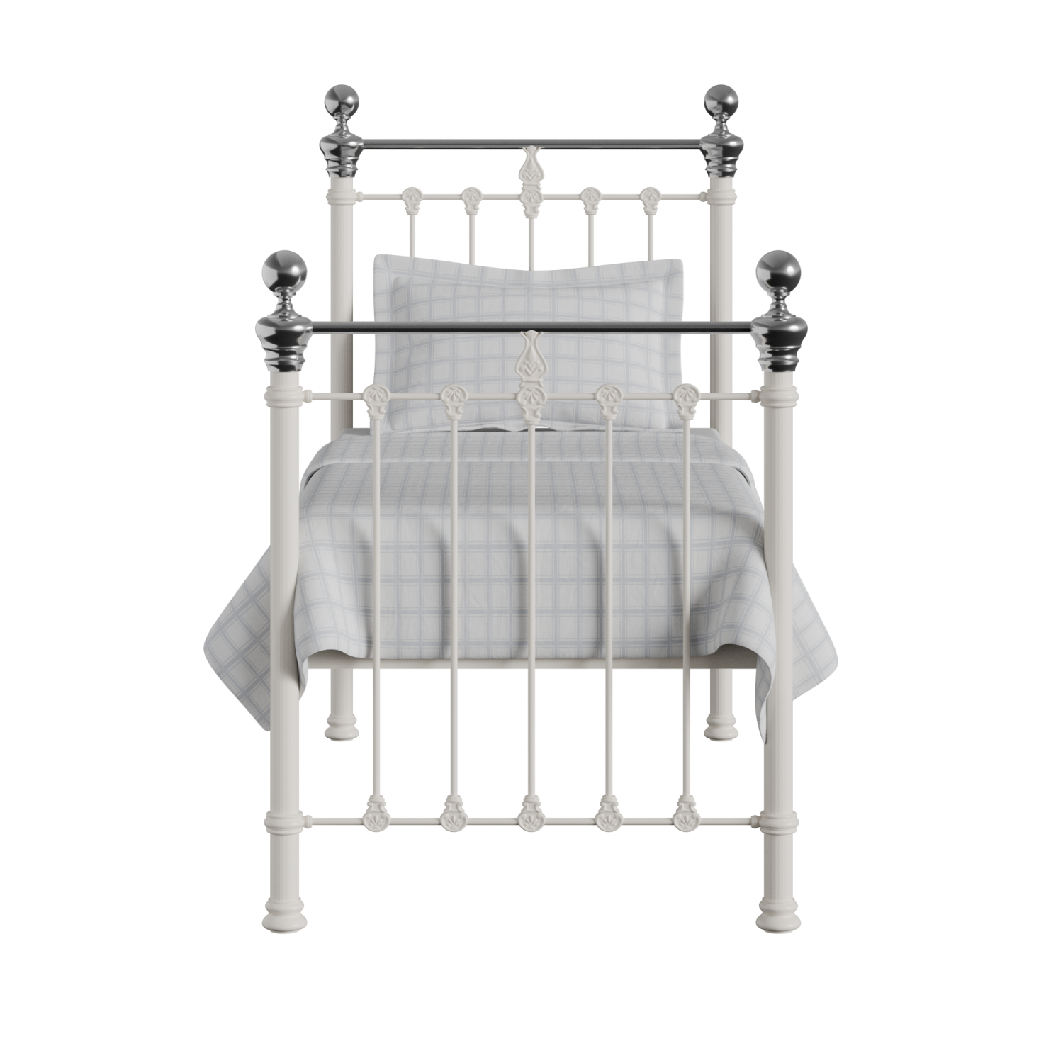 Hamilton Chromo iron/metal single bed in ivory