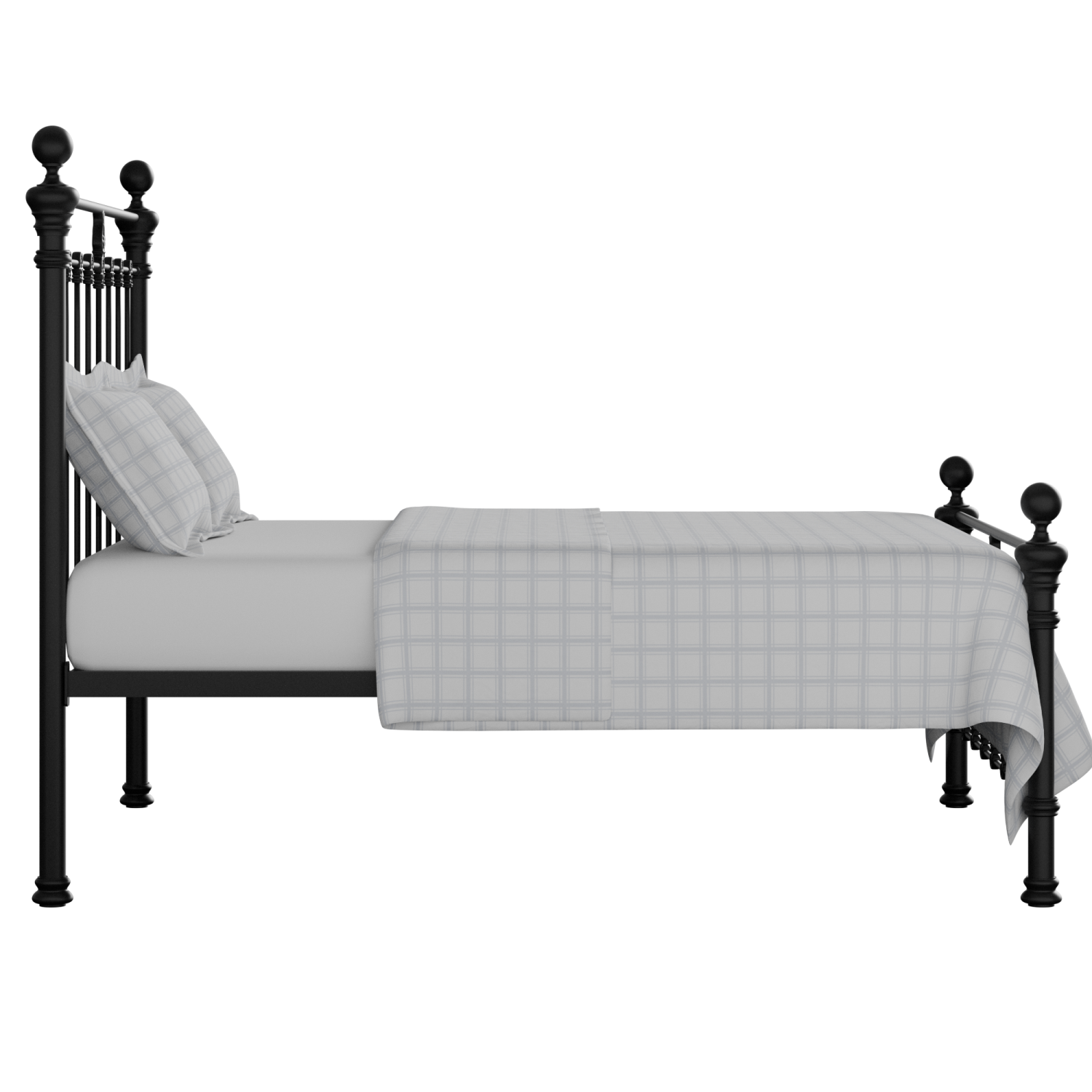 Hamilton Solo Low Footend iron/metal bed in black with Juno mattress