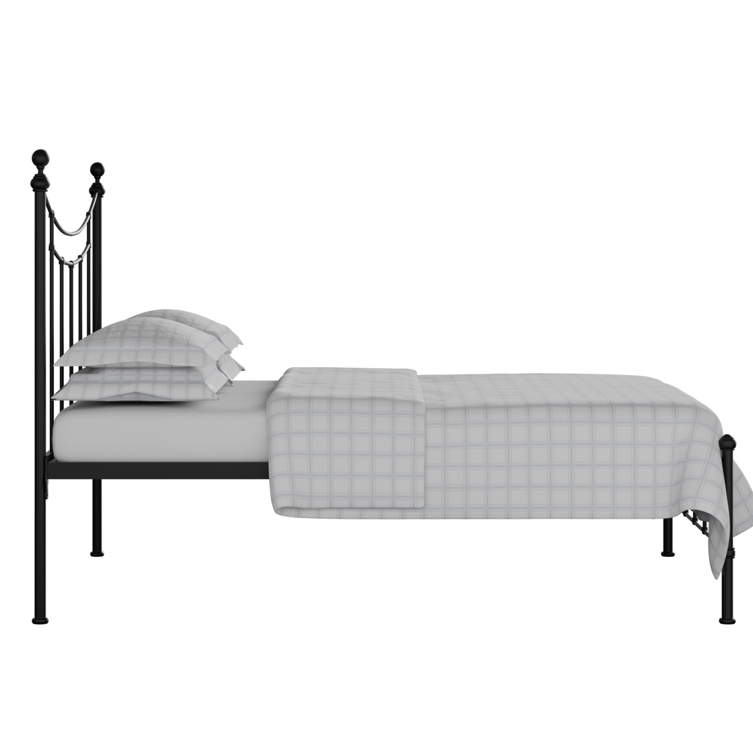 Isabelle iron/metal bed in black with Juno mattress