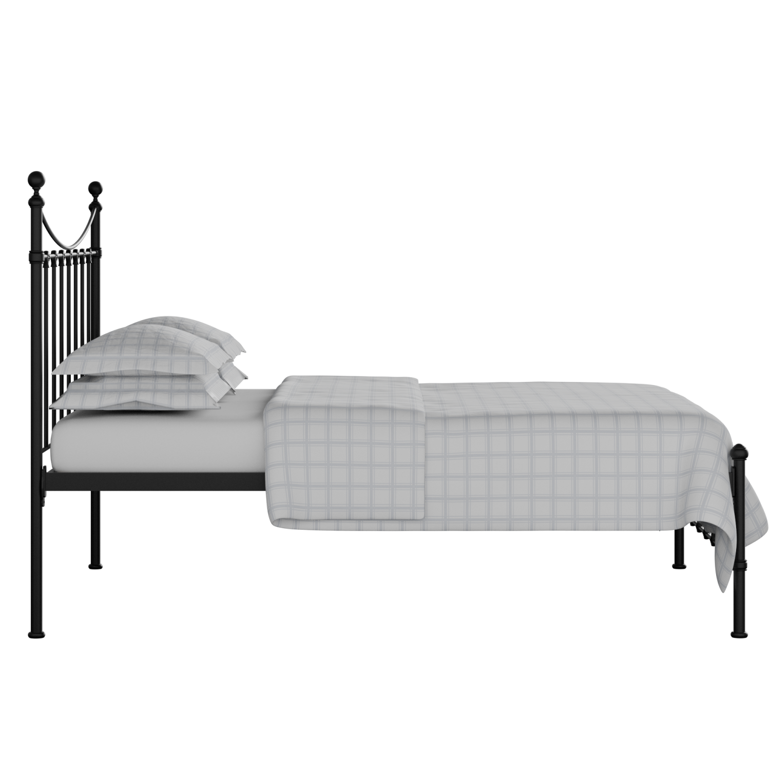 Olivia iron/metal bed in black with Juno mattress