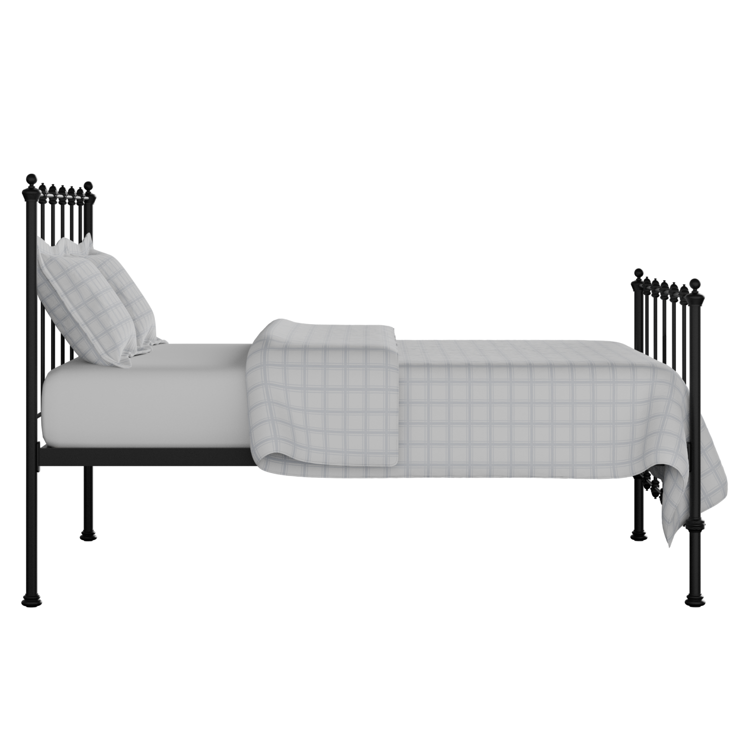 Paris iron/metal bed in black with Juno mattress