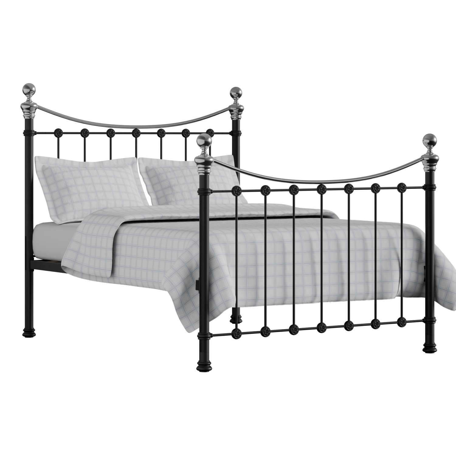 Selkirk Chromo iron/metal bed in black with Juno mattress