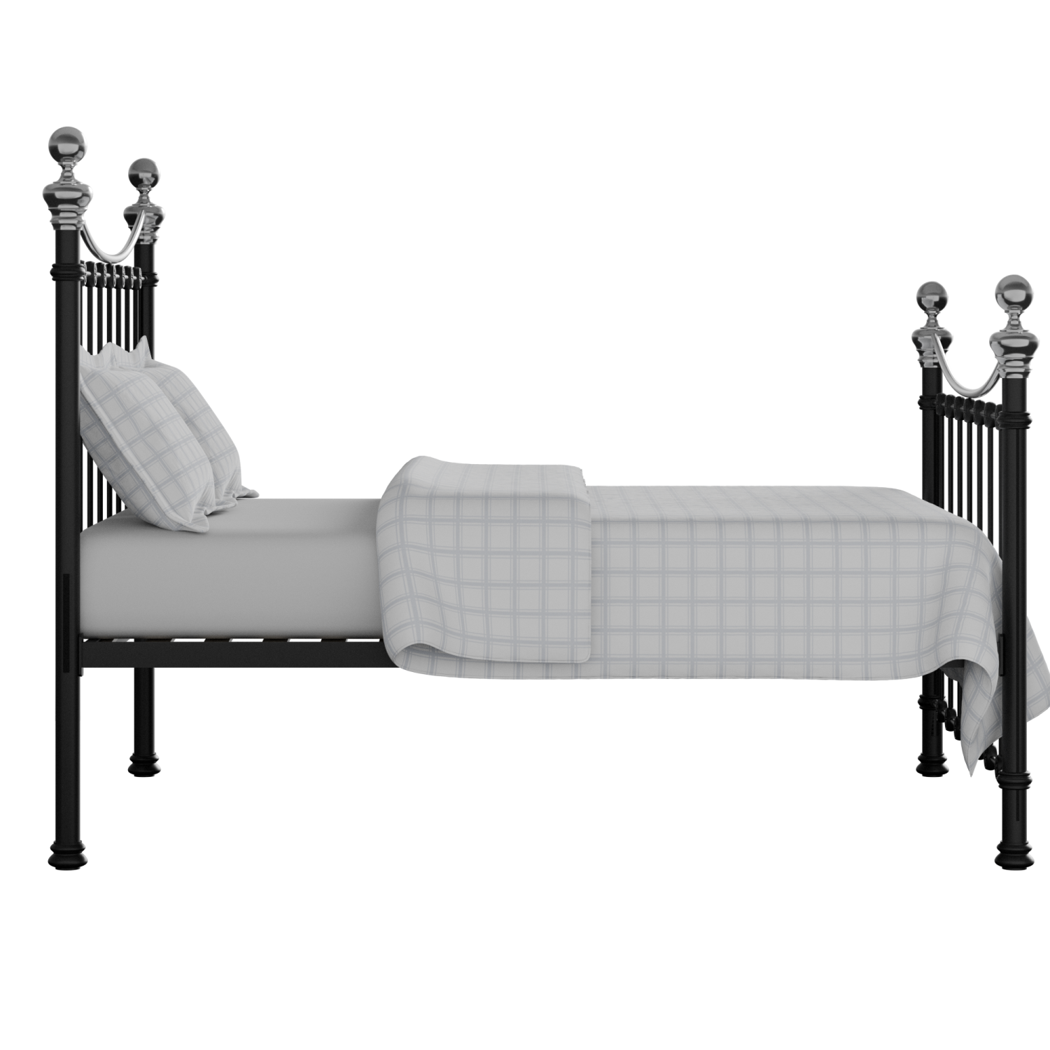 Selkirk Chromo iron/metal bed in black with Juno mattress