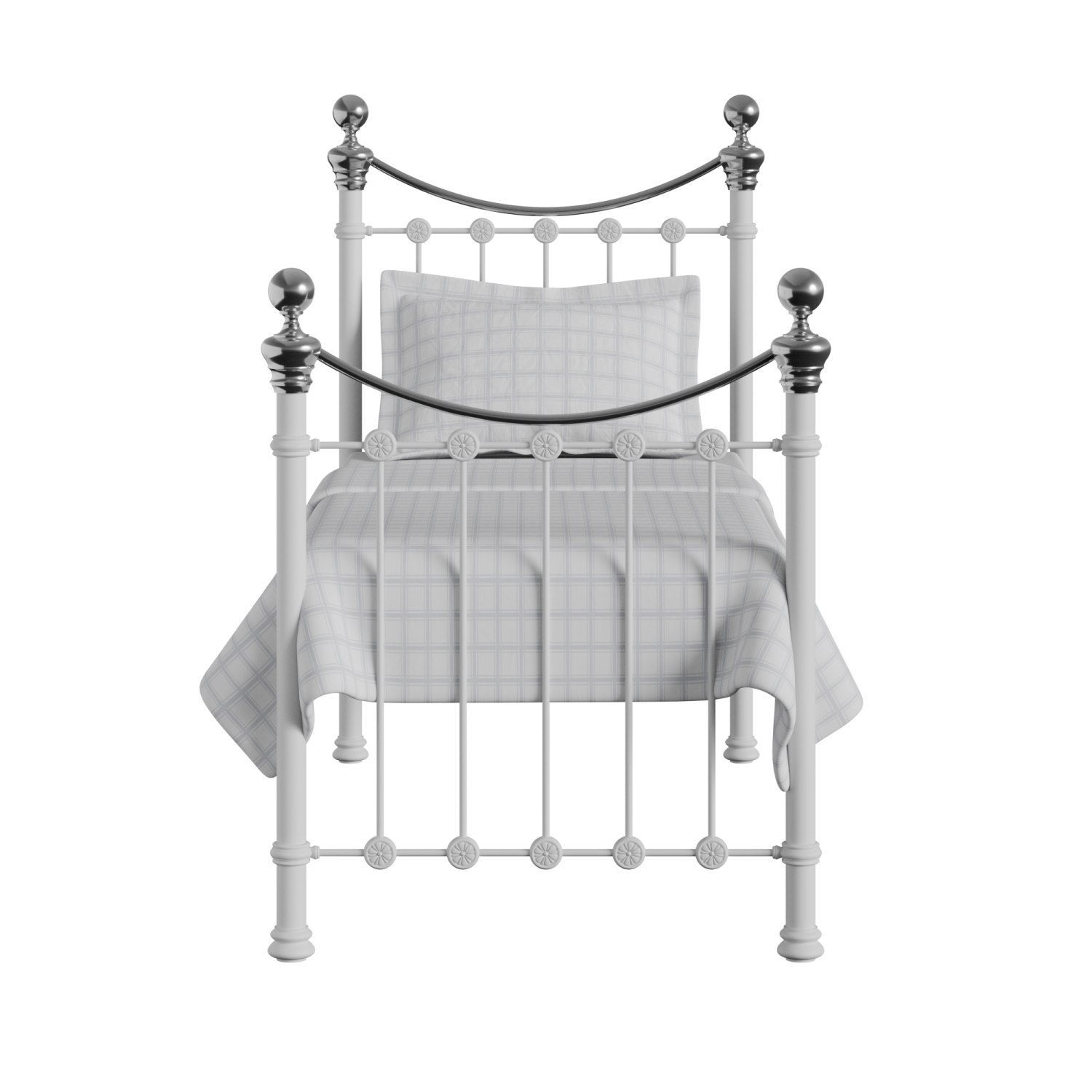 Selkirk Chromo iron/metal single bed in white
