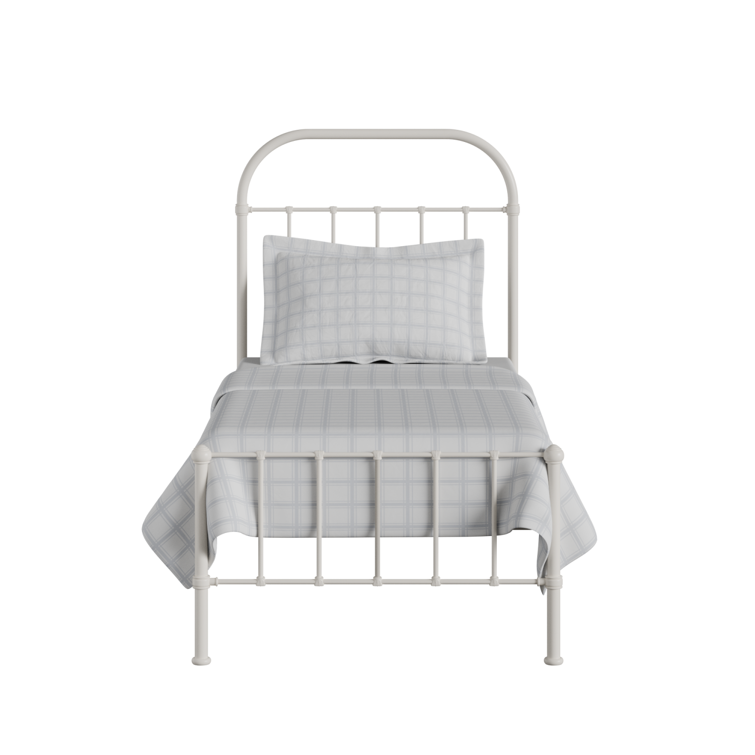 Solomon iron/metal single bed in ivory
