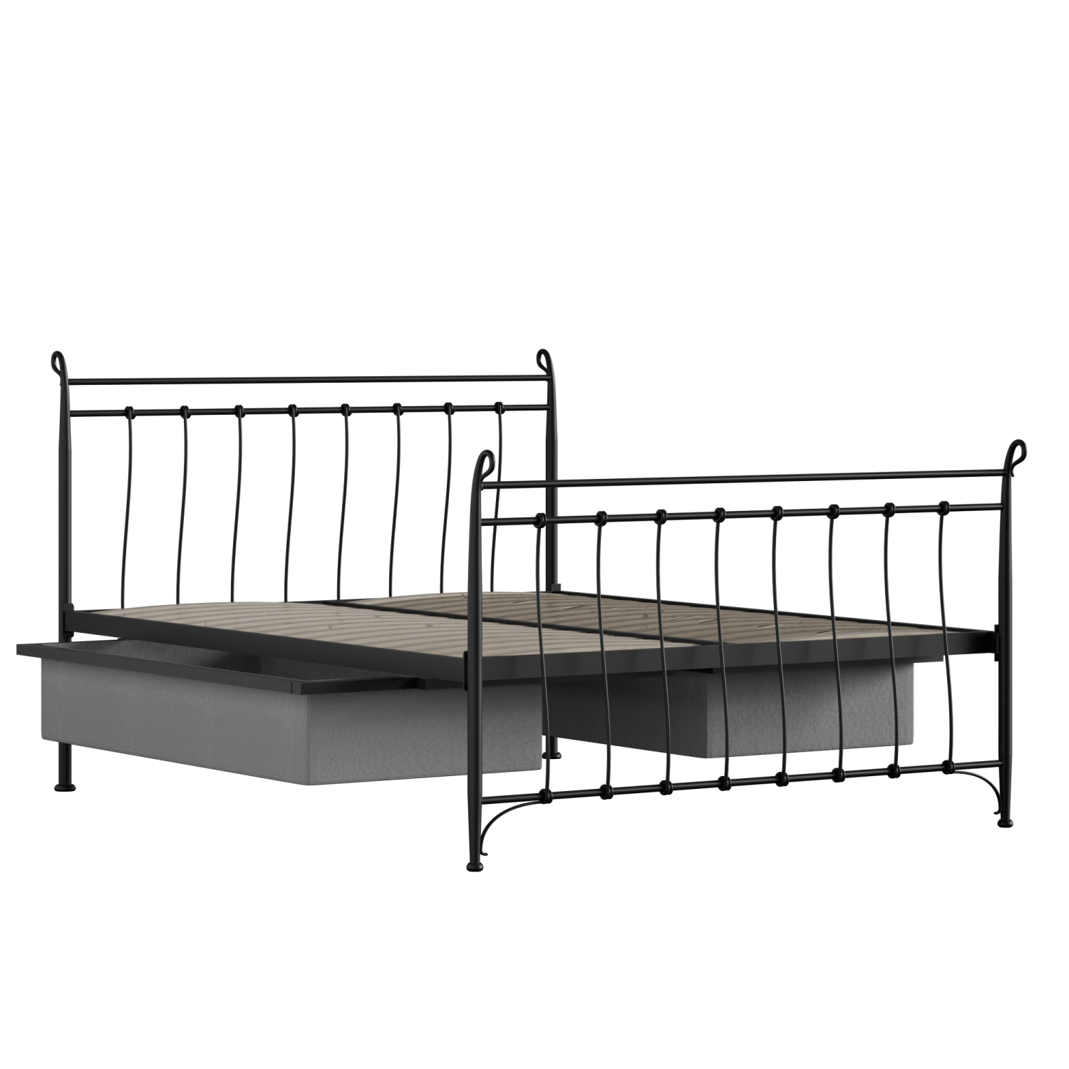 Tiffany iron/metal bed in black with drawers