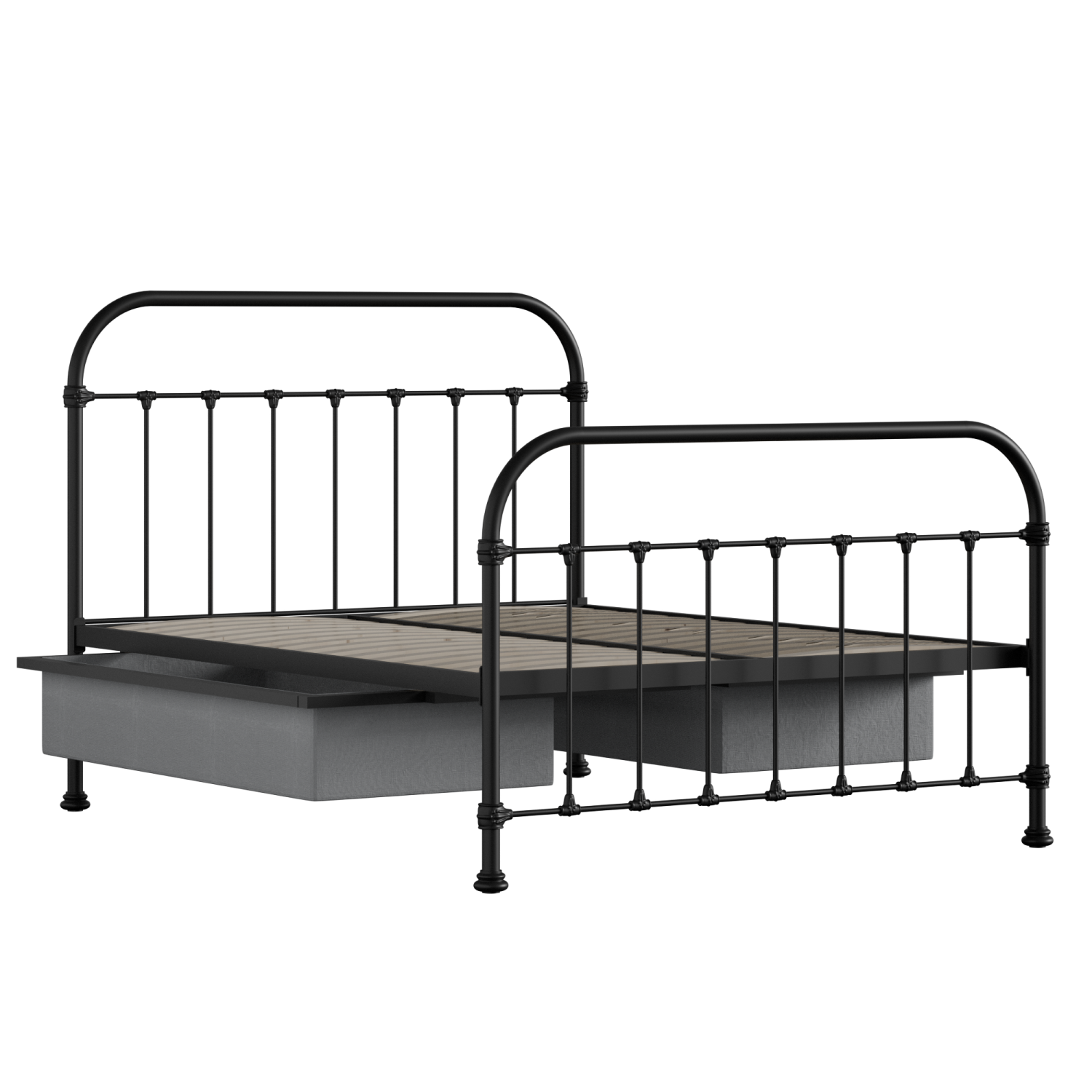 Timolin iron/metal bed in black with drawers