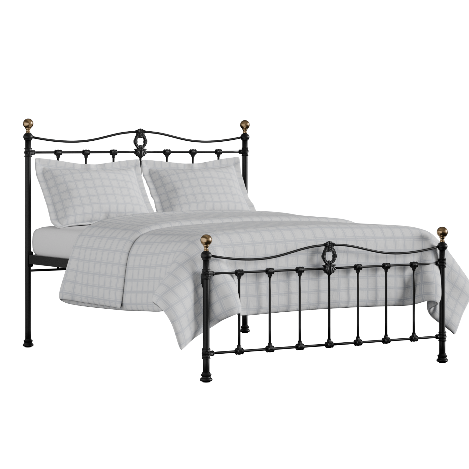 Tulsk Low Footend iron/metal bed in black with Juno mattress