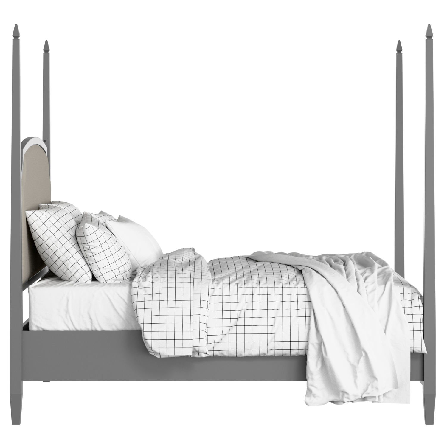 Austin Slim Upholstered wood upholstered bed in grey with Silver fabric