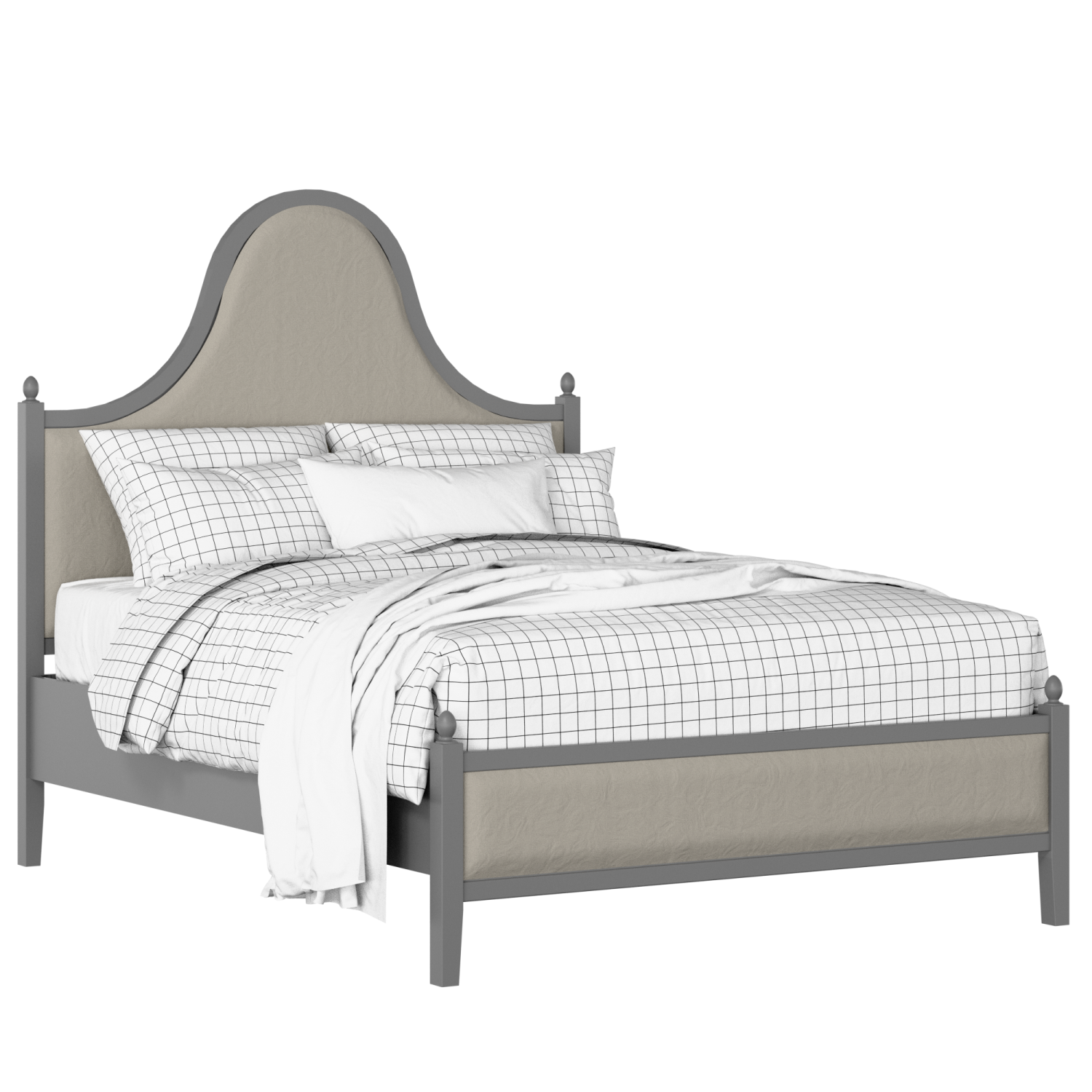 Bryce Upholstered wood upholstered bed in grey with Silver fabric