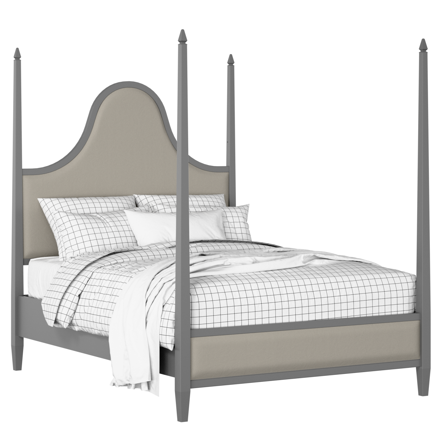 Kelly Upholstered wood upholstered bed in grey with Silver fabric