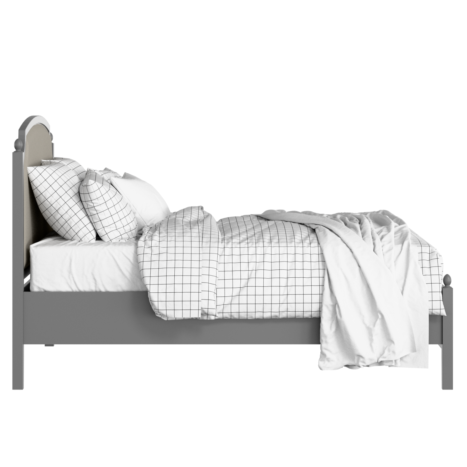 Kipling Slim Upholstered wood upholstered bed in grey with Silver fabric