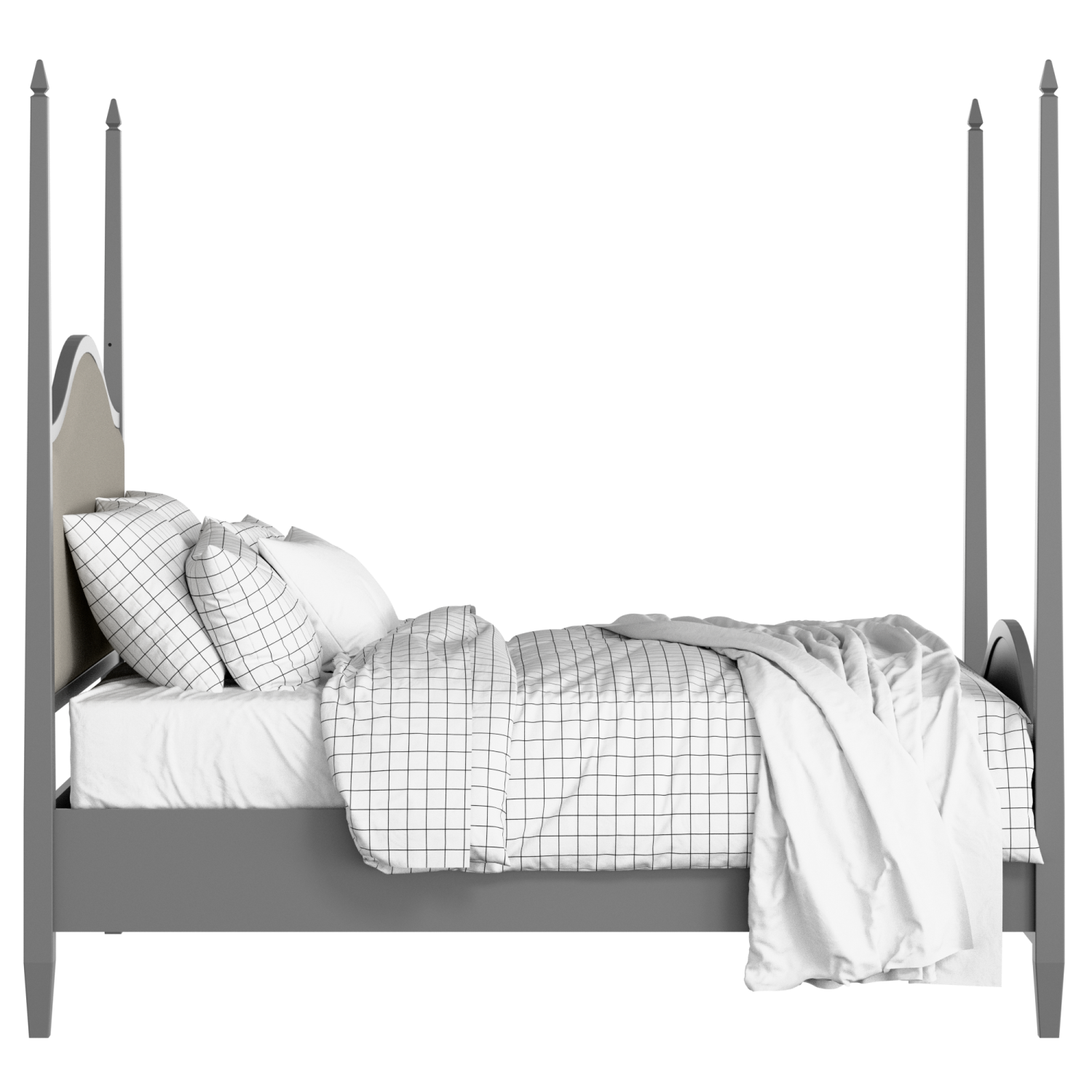 Larkin Upholstered wood upholstered bed in grey with Silver fabric