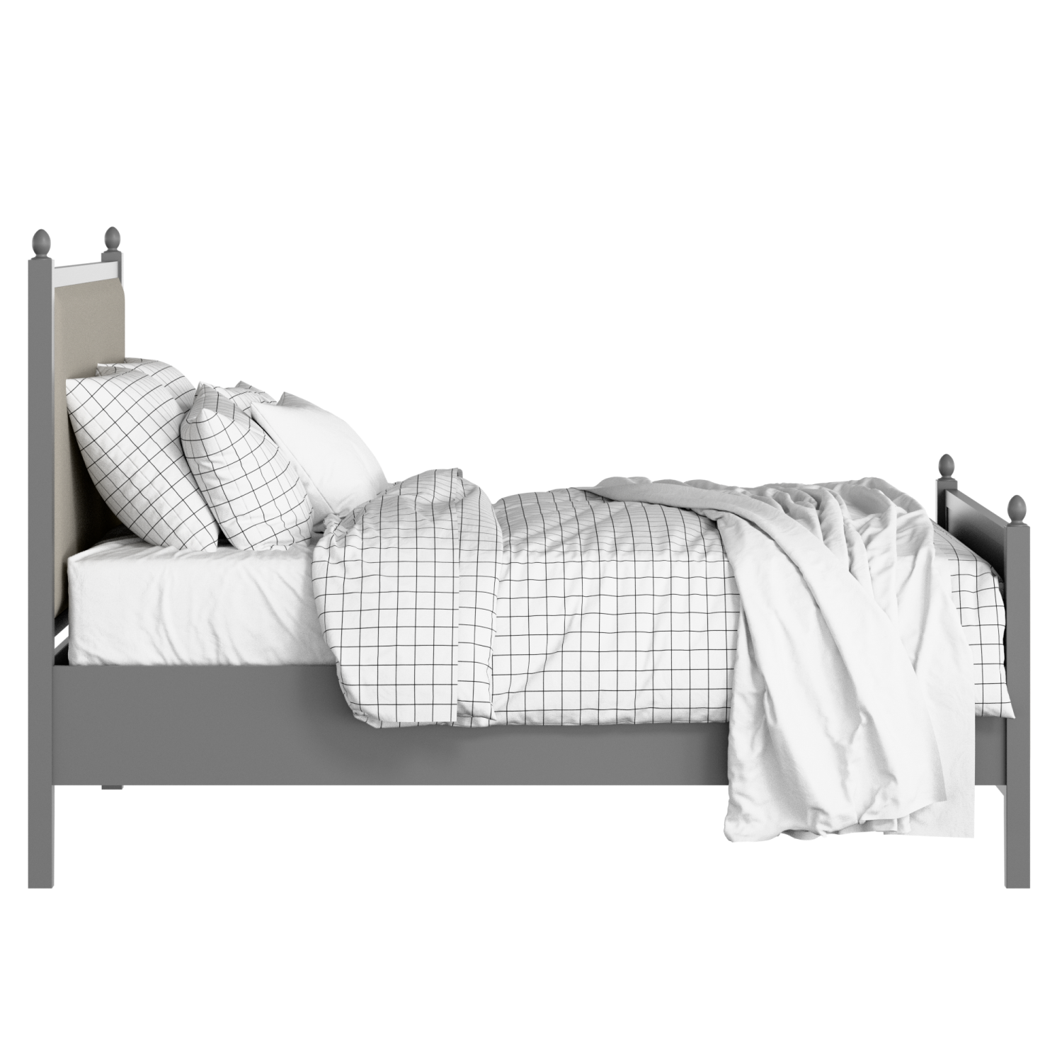Marbella Upholstered wood upholstered bed in grey with Silver fabric