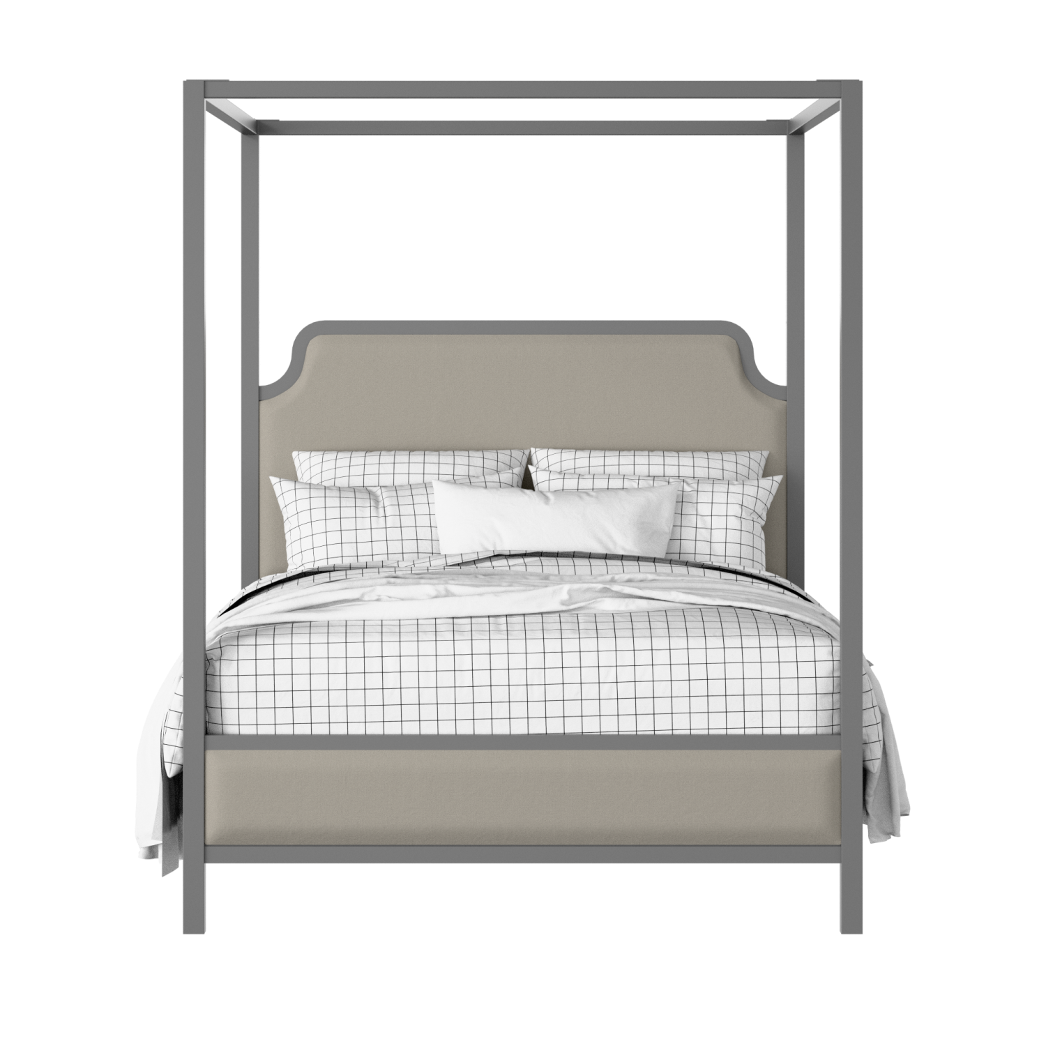 Tate Slim Upholstered wood upholstered upholstered bed in grey with Silver fabric