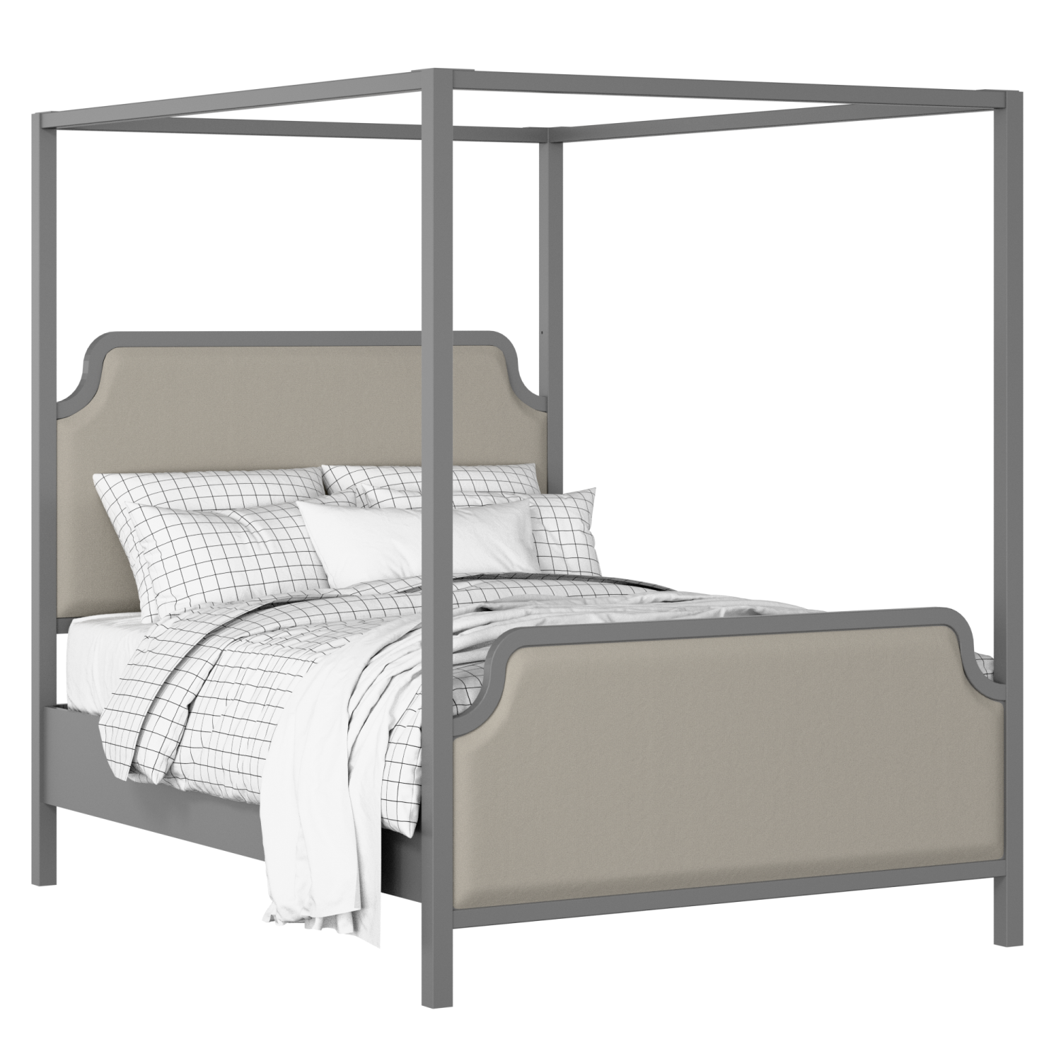 Tate Upholstered wood upholstered bed in grey with Silver fabric