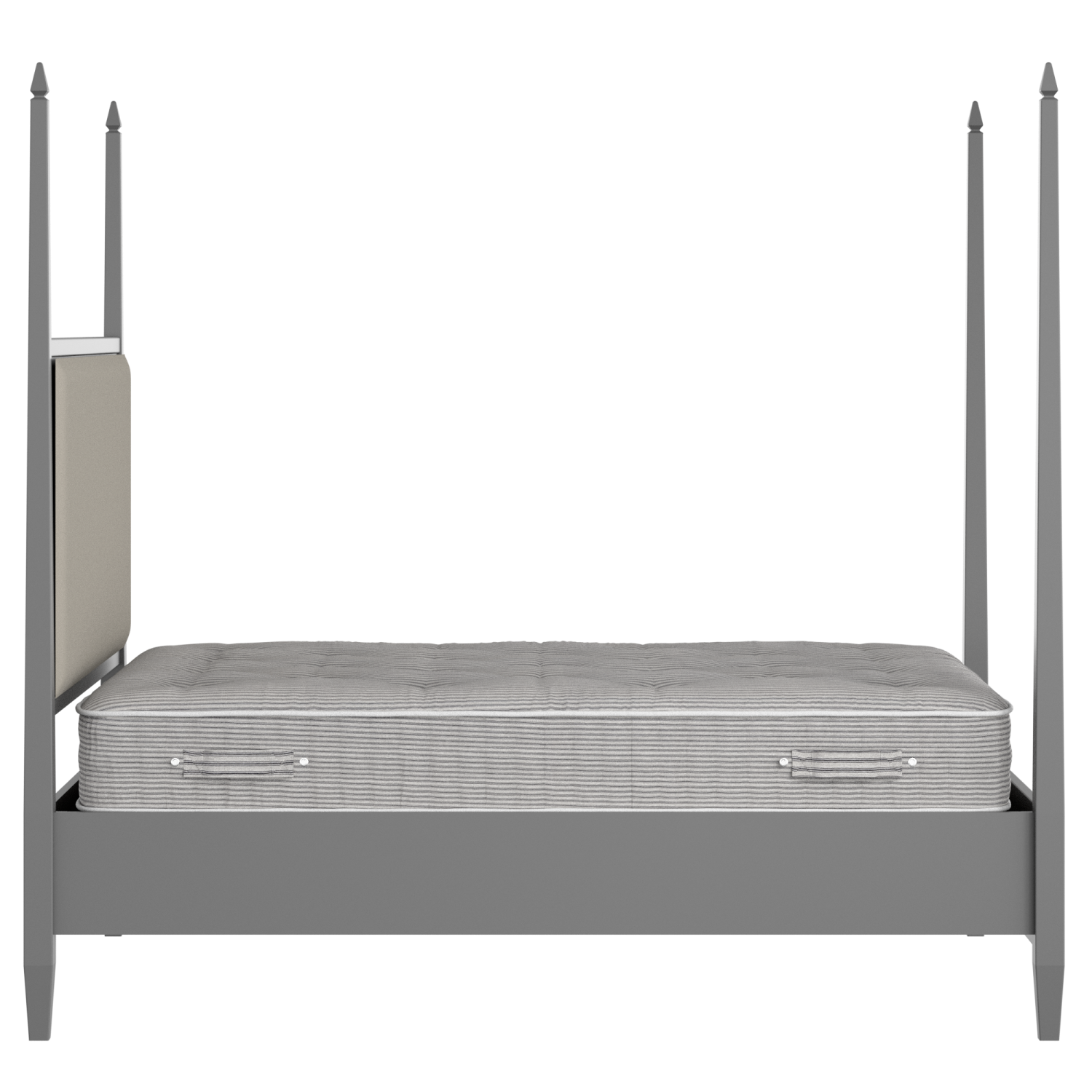 Warton Upholstered wood upholstered bed in grey with Silver fabric