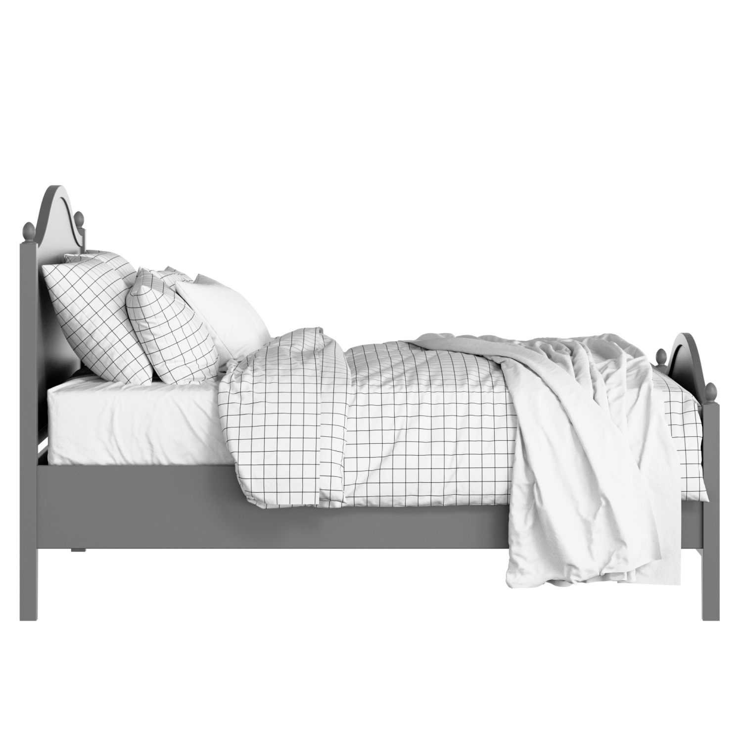Brady painted wood bed in grey with Juno mattress