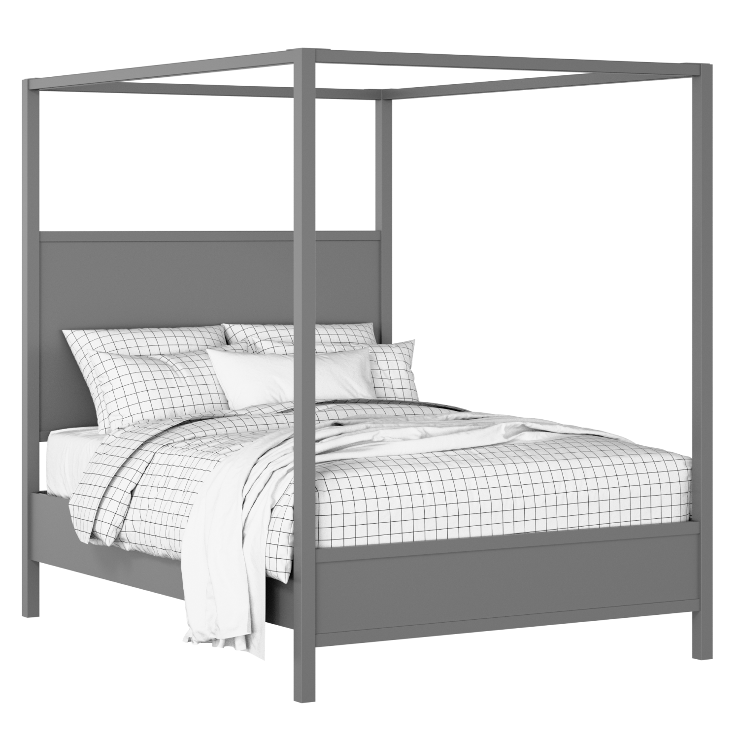 Byron Slim painted wood bed in grey with Juno mattress