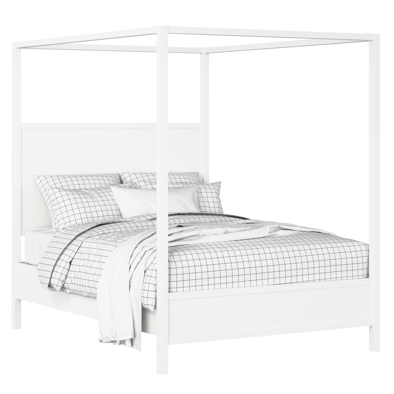 Byron Slim painted wood bed in white with Juno mattress