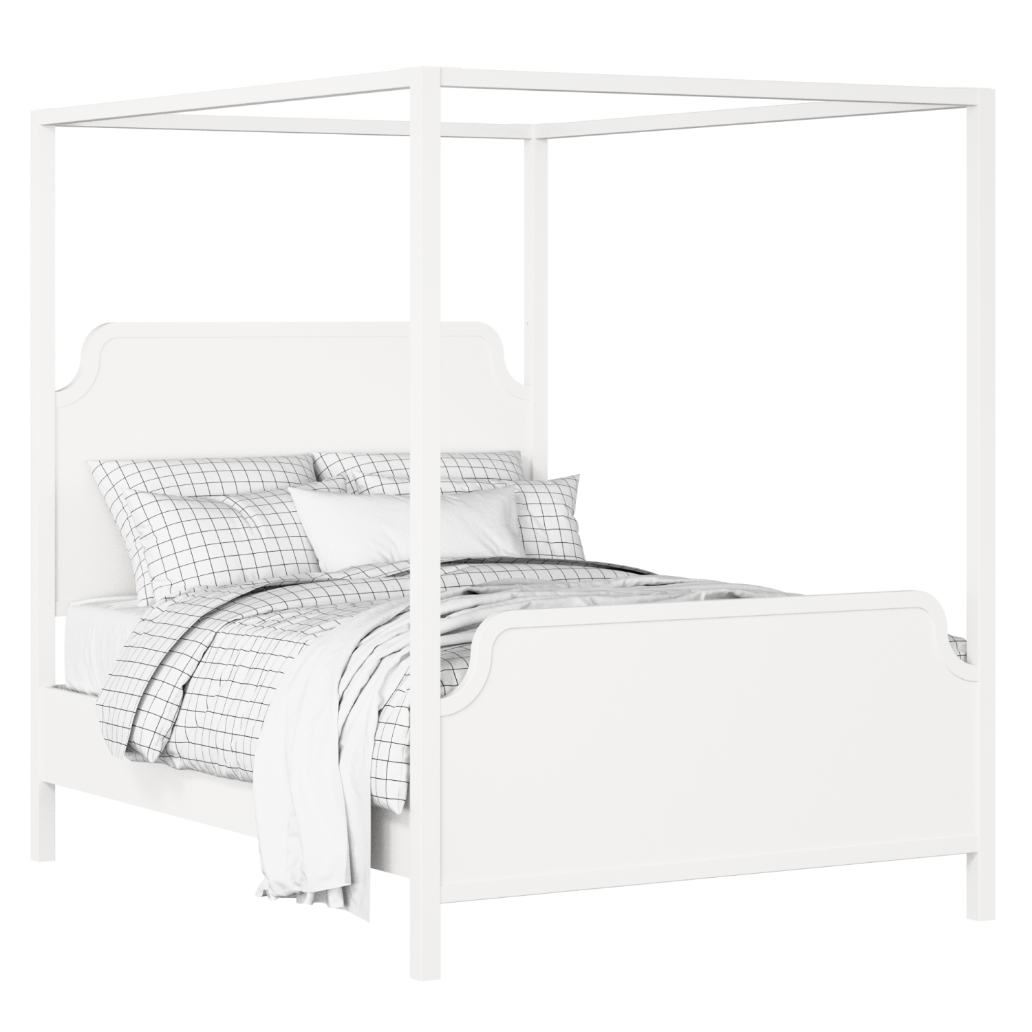 Tate painted wood bed in white with Juno mattress