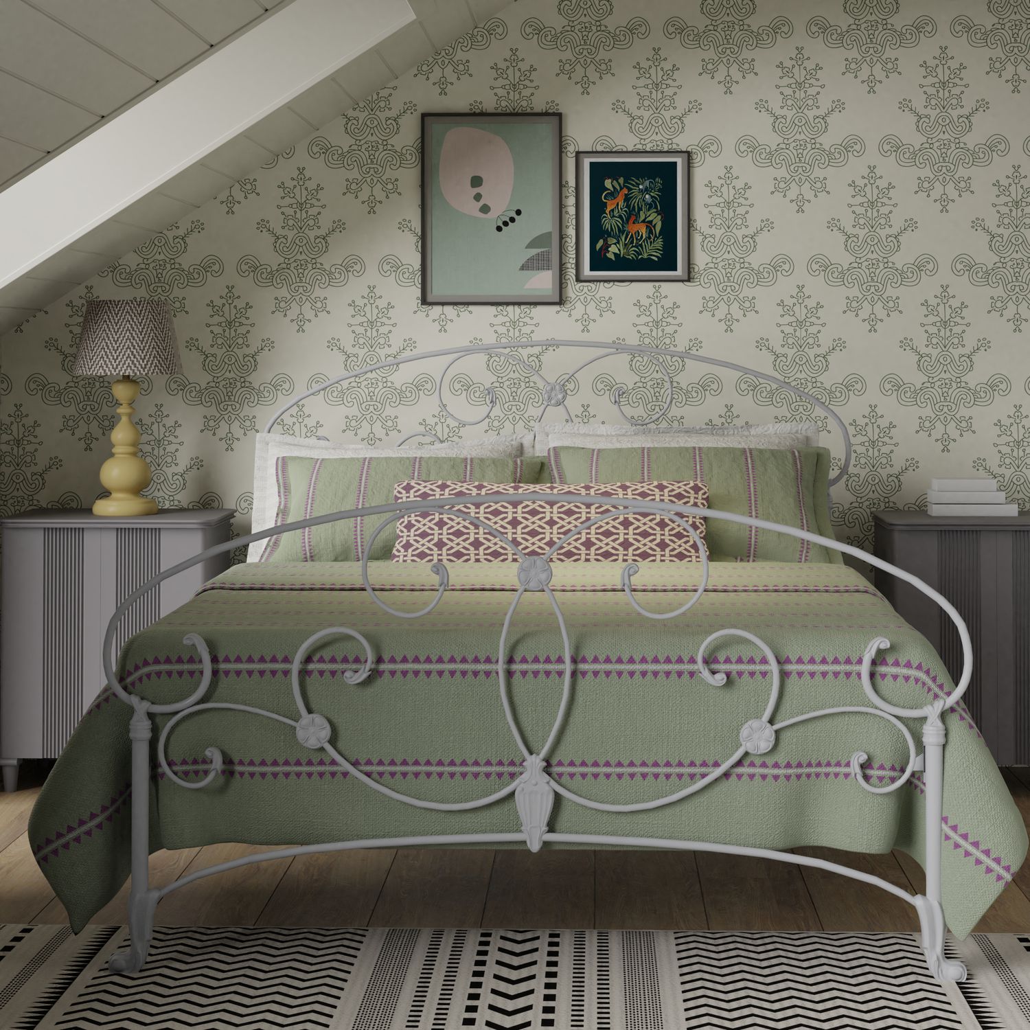 Arigna iron bed frame - Image sage green