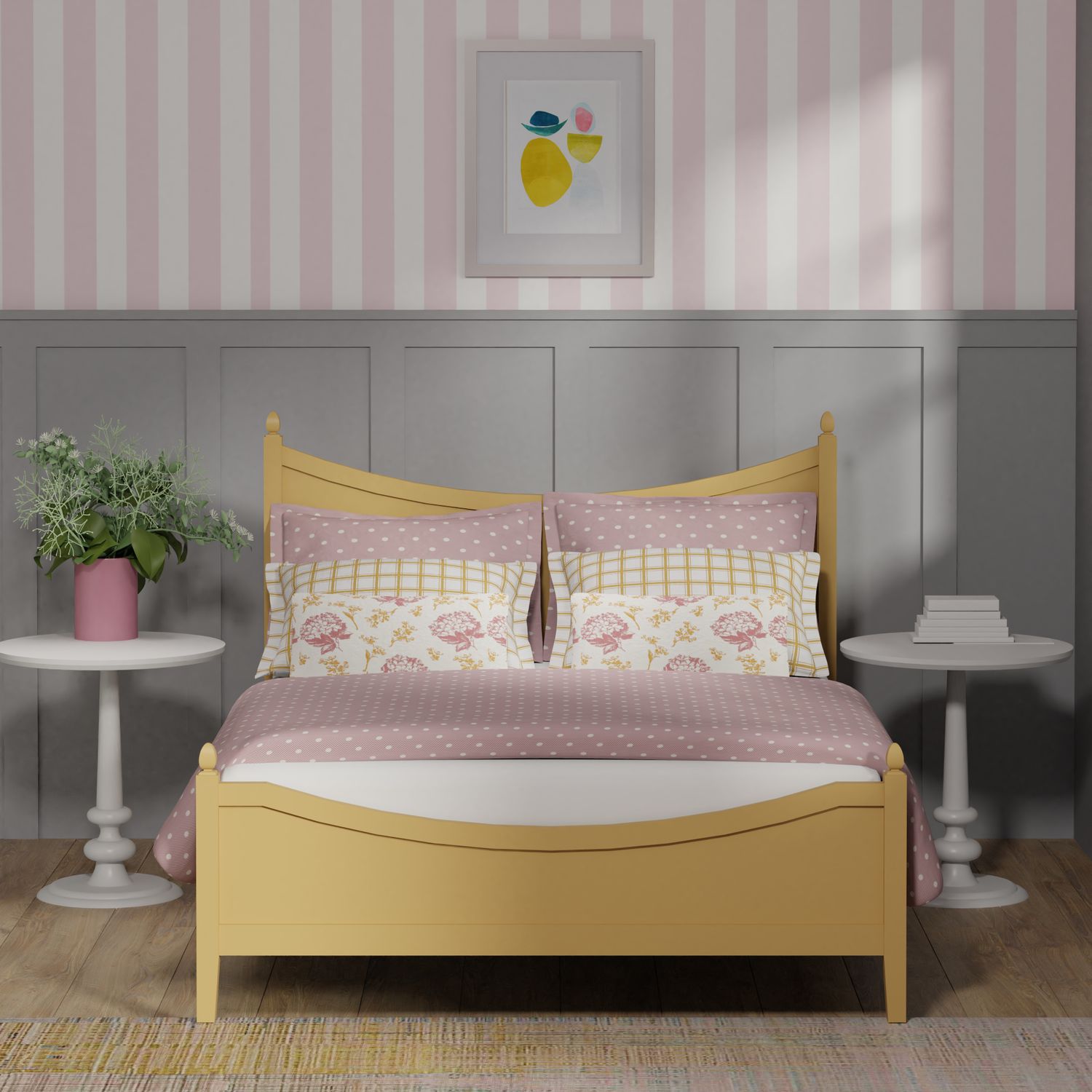 Blake wooden bed - Image mustard