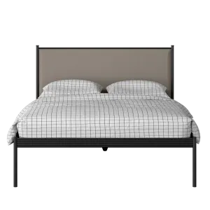 Evelyn iron/metal bed in black with storm grey fabric - Thumbnail