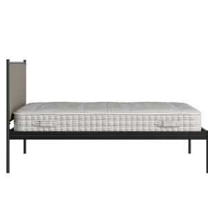 Evelyn iron/metal bed in black with storm grey fabric - Thumbnail